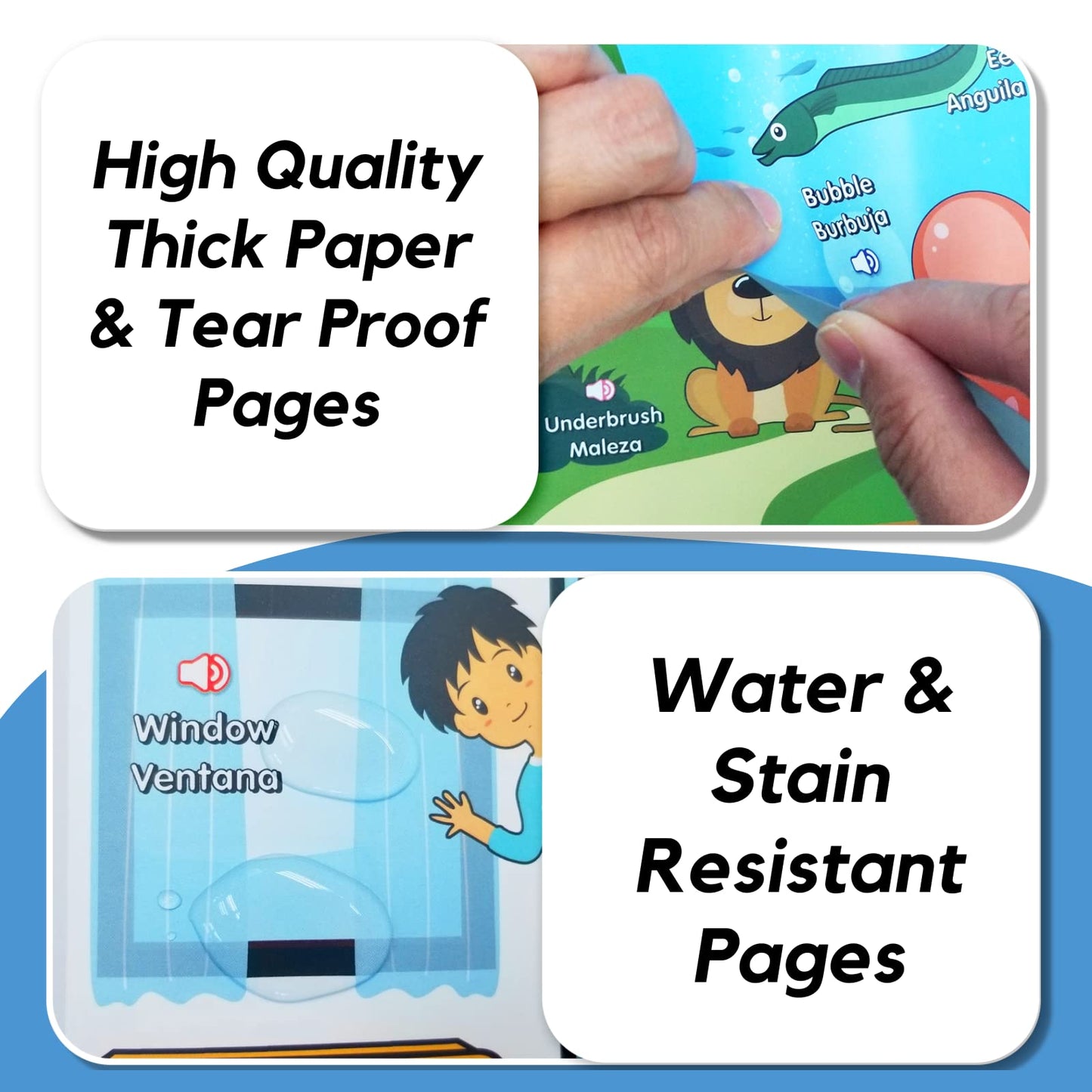 ZEENKIND Spanish & English Talking Learning Book for Kids 2 3 4 5 6 Years Old, 420 Words Toddler Educational Toys to Learn Spanish Interactive Audio Sound Books Bilingual Musical Toy Juegos para Niños