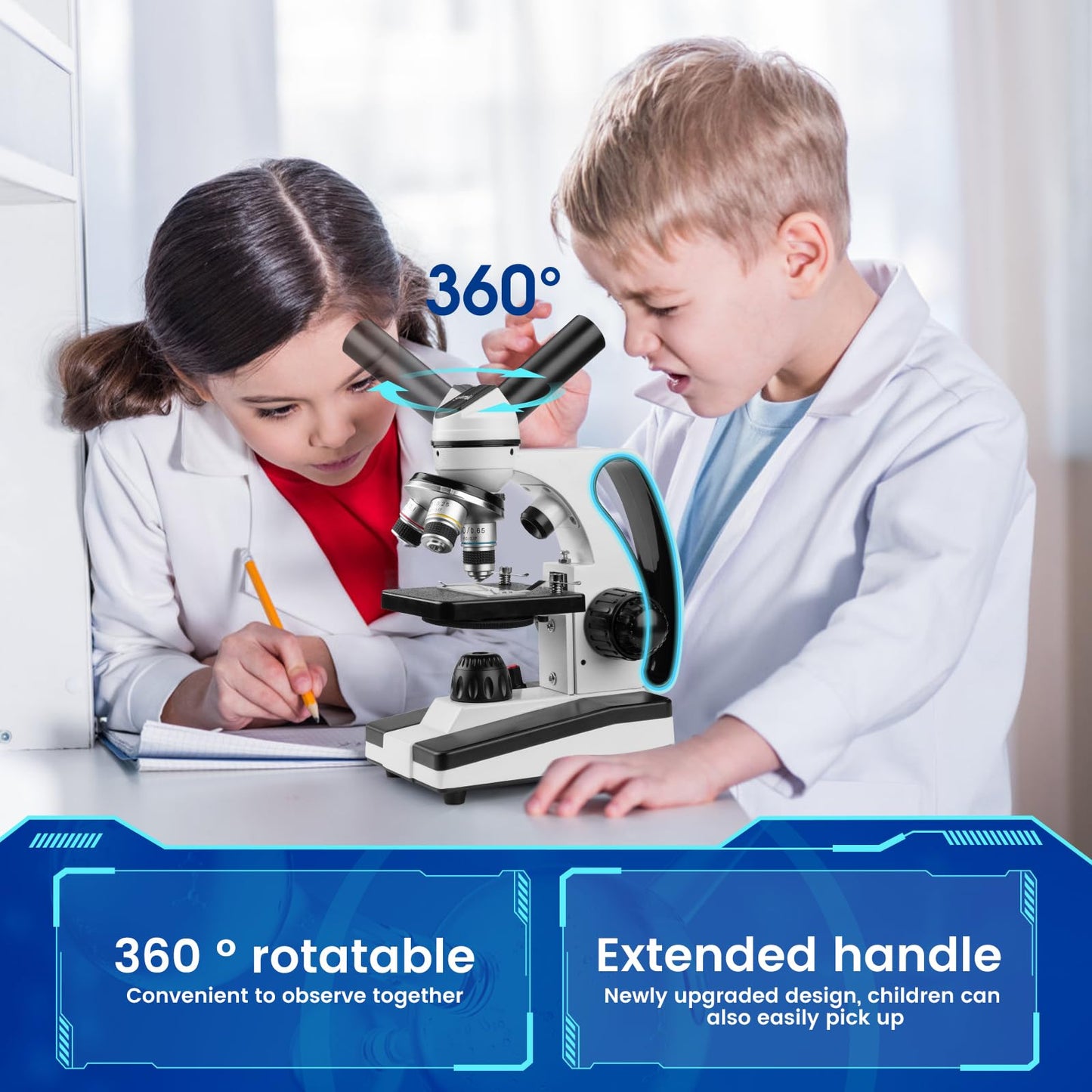 Sedumic Microscope for Adults Kids 40X-2000X Compound Monocular Microscope for Students School Laboratory Home Education with Slides Set Phone Adapter