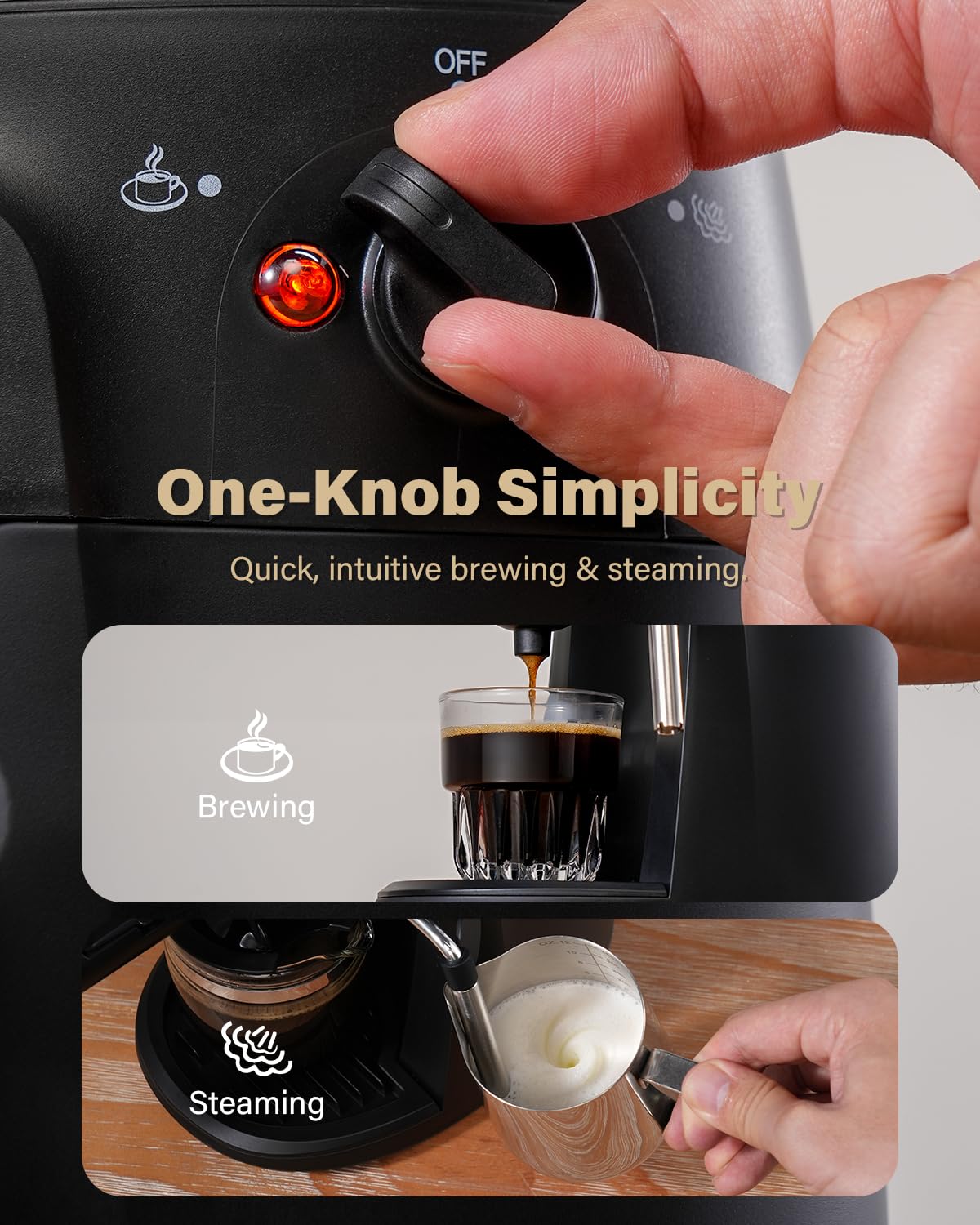 SHARDOR 3.5 Bar Espresso Machine, Compact Expresso Coffee Machines for Home, 4-Cup Espresso Maker with Milk Frother for Cappuccino & Latte, Fast Heating System, Easy-to-Use, 800W, Black