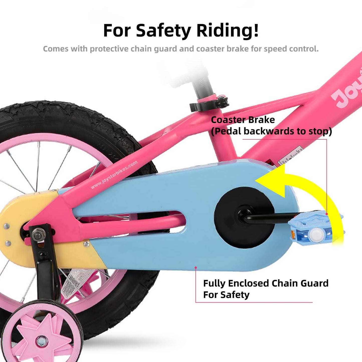 JOYSTAR 14 Inch Girls Bike for 3-5 Years Old 14" Toddler Rainbow Bicycle with Training Wheels and Coaster Brake Kids' Bikes 85% Assembled Pink