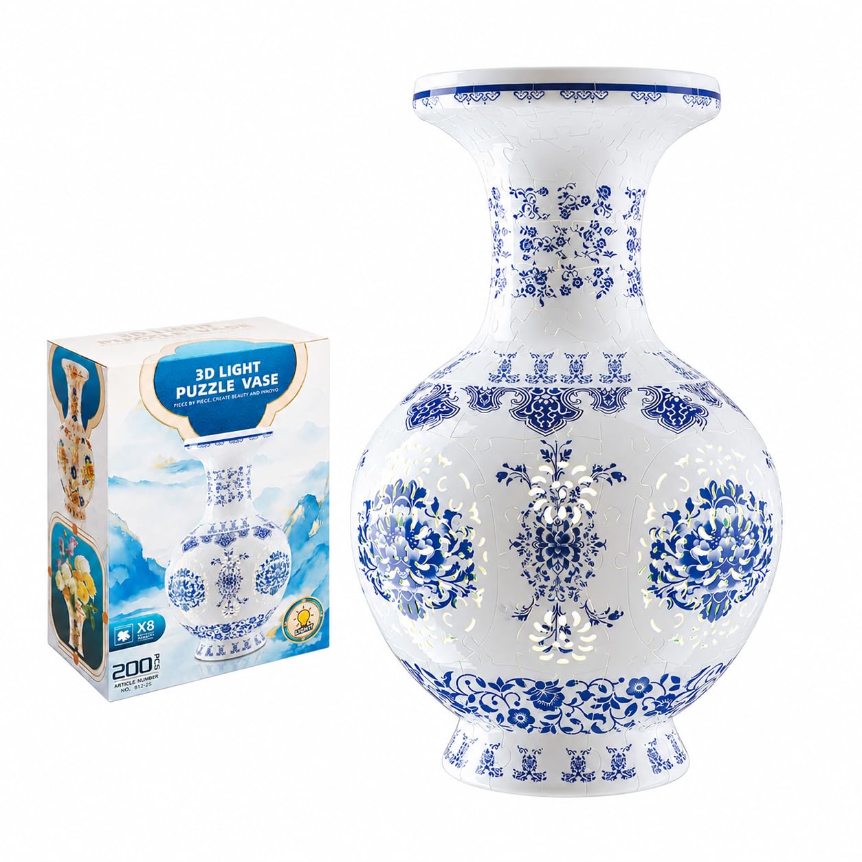 Yizhor 3D Puzzles Vase for Adults, 160 Pieces Puzzle Flower Vase for Home and Office Decor, DIY 4D Jigsaw Vase Arts and Crafts (C - 01)