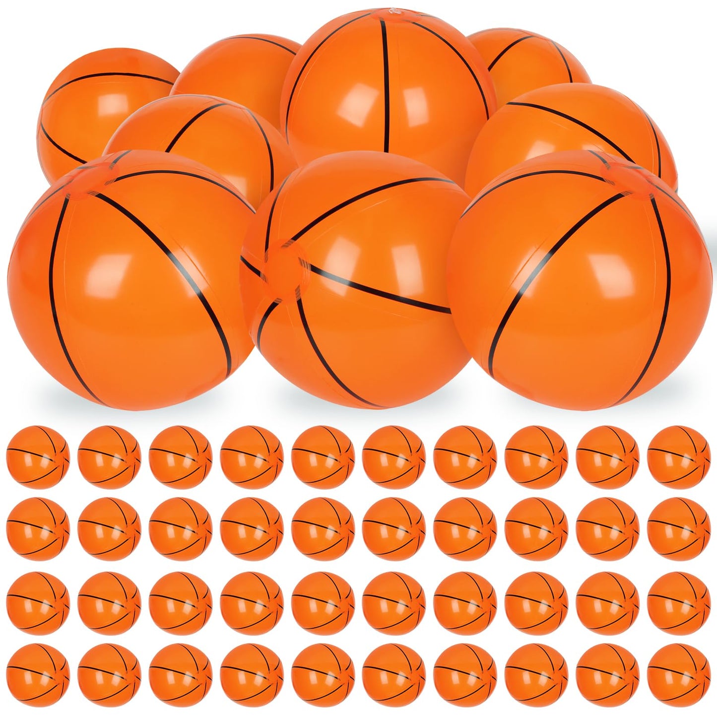 SAYAYA 40 Pieces Basketball Beach Balls, 8 Inch Inflatable PVC Blow Up Beach Ball Bulk for Sports Themed Summer Beach Pool Game Water Sand Basketballs March Madness Decorations Birthday Party Favors