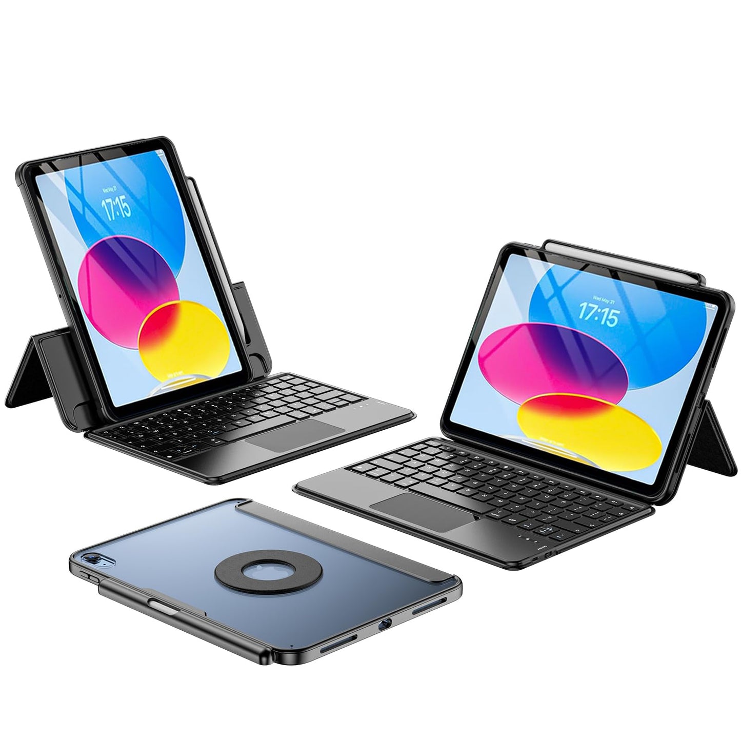 ProCase Folio Keyboard Case for iPad 11-inch (A16 Chip) 2025 / iPad 10th Generation 10.9" 2022; Magnetic Detachable Protective Cover with Touchpad & Pencil Holder -Black