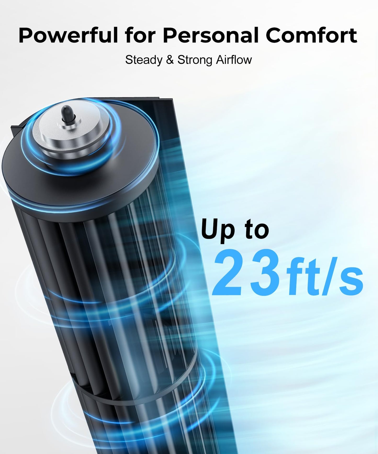Abolee Tower Fan, 23ft/s Desk Fan with Remote, 70° Oscillating, Standing Table Fan with 4 Speeds, 4 Modes, 12Timer, 2026 New 13'' Bladeless Fan for Bedroom Office, Home