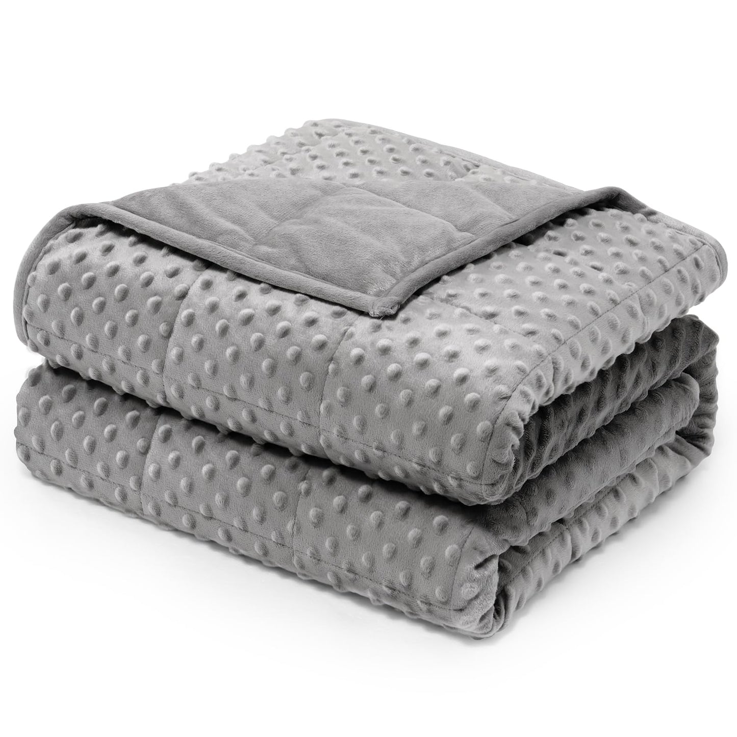 Wemore Minky Dot Weighted Blanket Twin Size 15 lbs (60"x80"), Soft Cozy Heavy Blanket for Stress Relief & Better Sleep, Breathable All-Season Glass Beads Blanket for Adults, Grey
