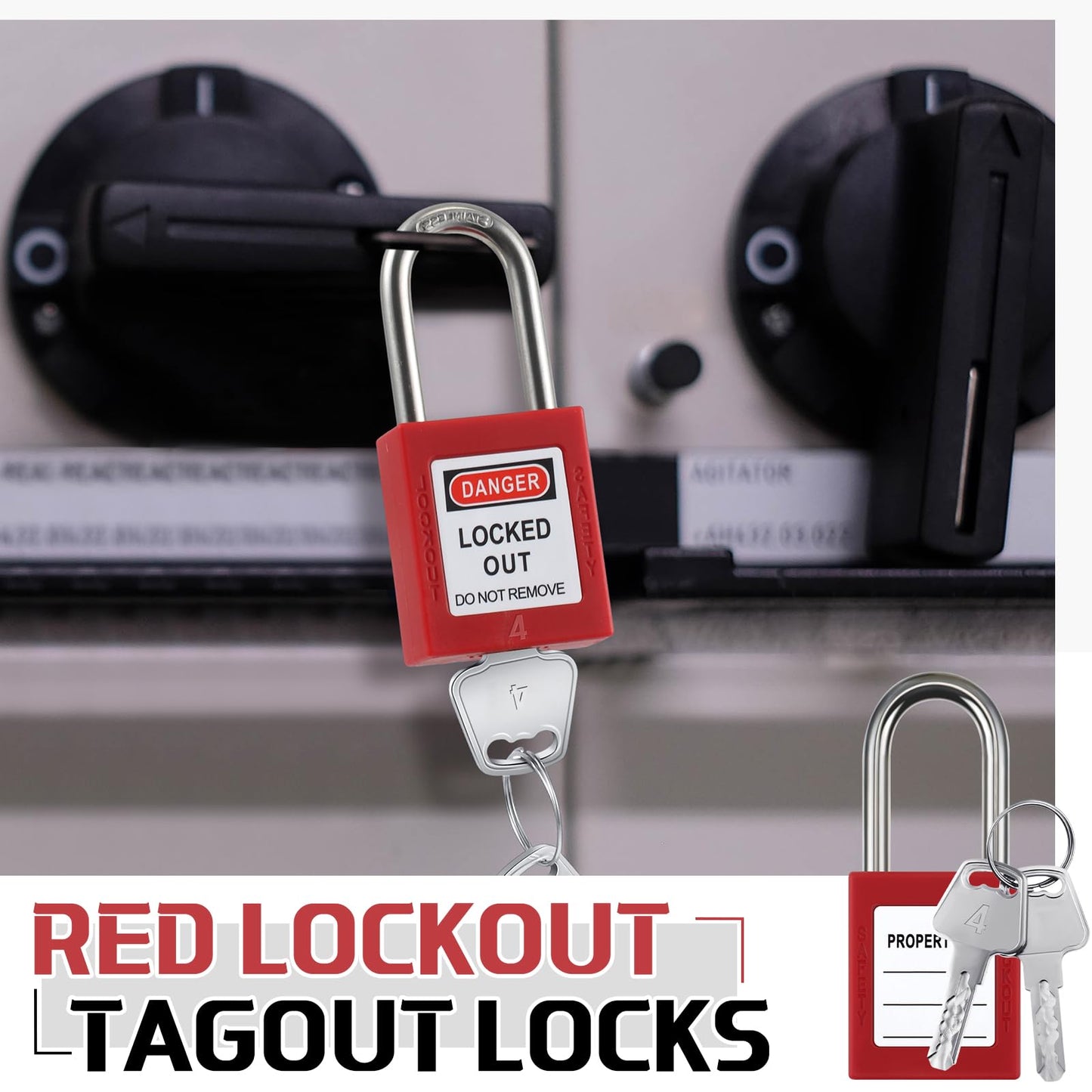 Landhoow 12 Set Lockout Tagout Locks Loto Locks Keyed Different Safety Lock, 2 Keys Per Lock, Tag Out Padlocks for Electrical Lockout Tag Out Stations and Devices Kits (Red)