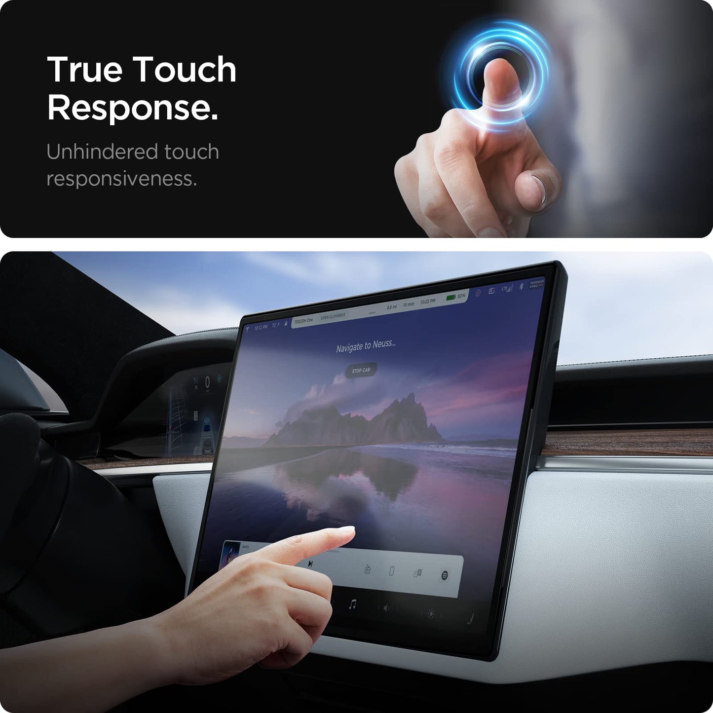 Spigen Tempered Glass Screen Protector [GlasTR EZ FIT] Designed for Tesla Model S (2025-2021), Tesla Model X (2025-2022) 17 inch Dashboard Touchscreen - Matte/Anti Fingerprint