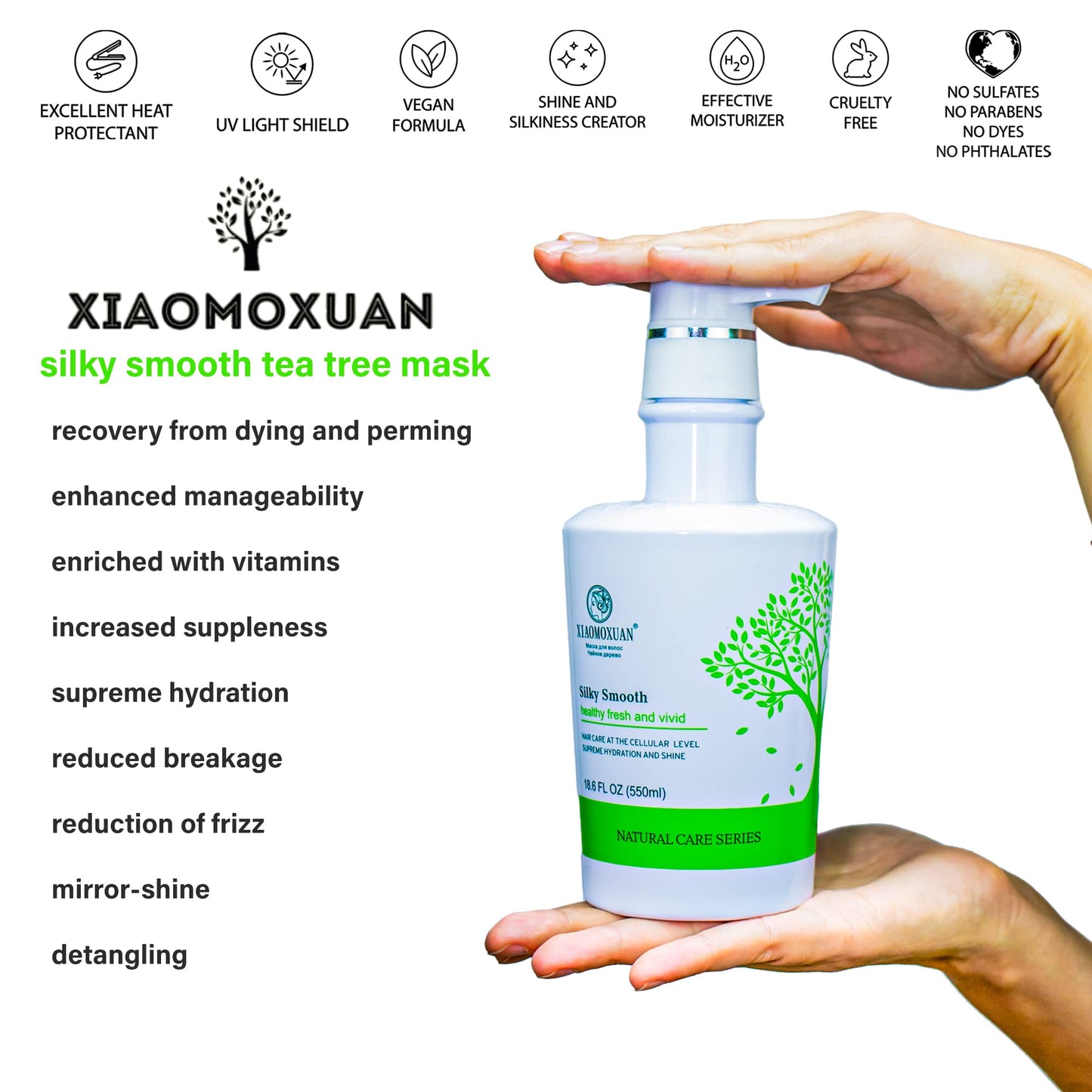 Xiaomoxuan Moisturizing Hair Mask Silky Smooth - Natural Tea Tree Oil Hair and Scalp Nourishing - Deep Hydrating for Dry Hair Breakage and Split Ends Repair - Vitamin Hair Mask Frizz Treatment