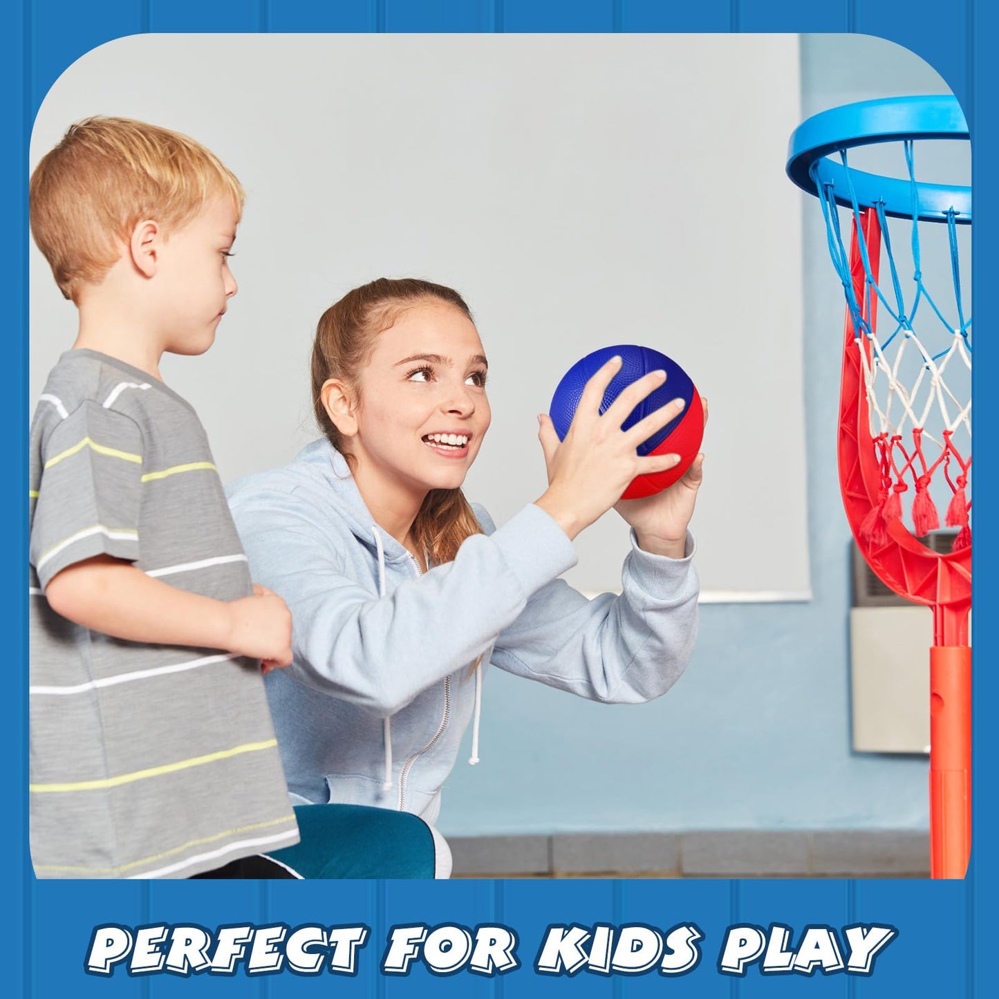 JellyArch 6 Pcs Foam Mini Basketball 4 Inch Mini Hoop Ball Small Squeeze Stress Balls Soft Quiet Bouncy Ball Foam Basketball for Indoor Outdoor Sport Theme Party Game Gifts(Blue, Red)