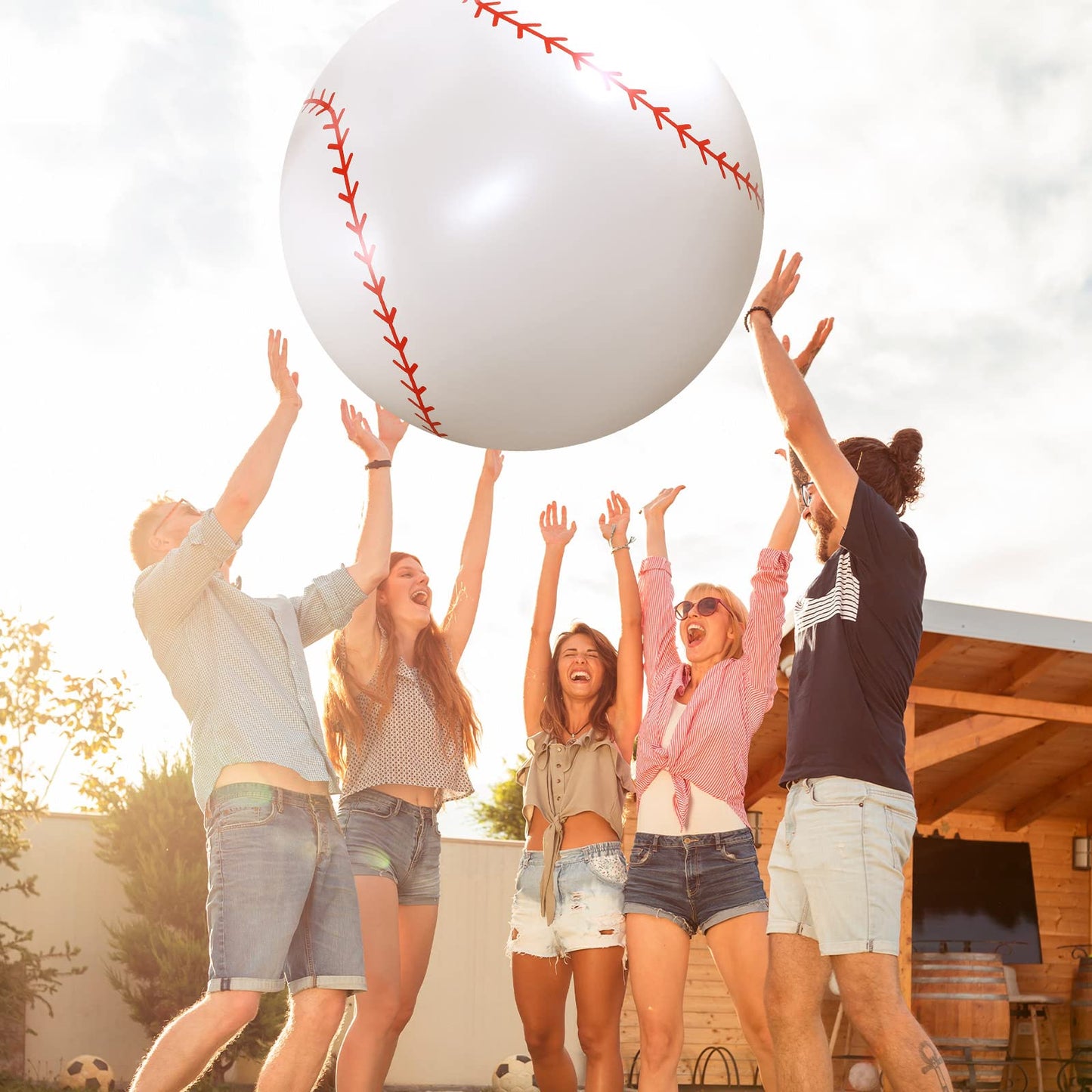 Meooeck 2 Pcs 27 Inch Inflatable Balls Large Inflatable Baseball Giant Beach Balls for Pool Summer Outdoor Activity Games Birthday Party Decorations
