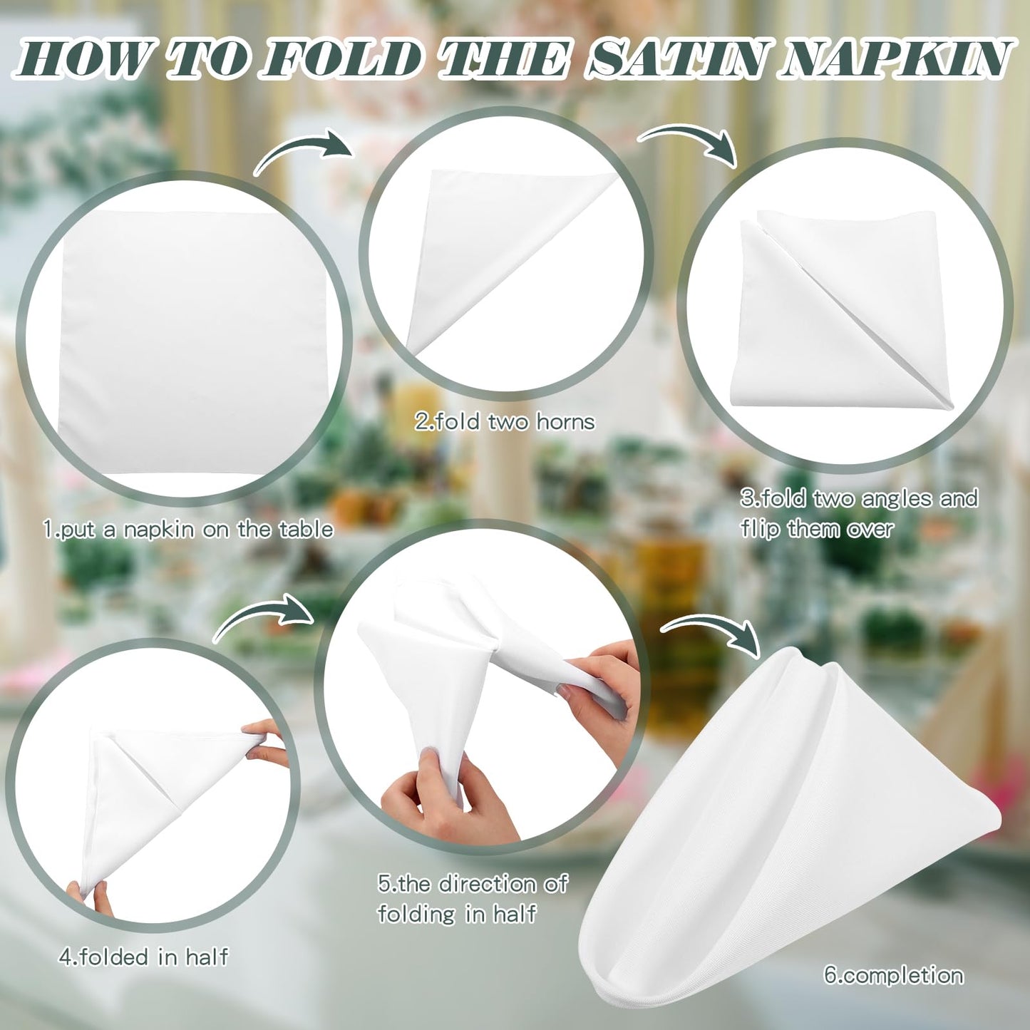 Buryeah 60 Pcs Washable Cloth Napkins 17 x 17 Inch Polyester Dinner Napkins Soft Table Napkins for Weddings Parties Holiday Dining Banquet(White)