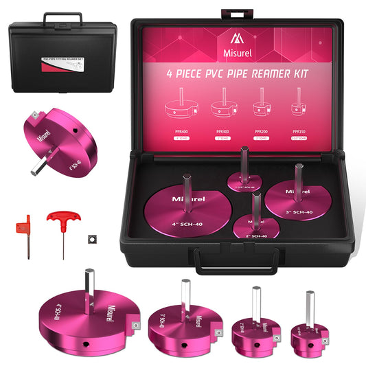 4 Pcs PVC Pipe Reamer Kit With 1-1/2inch, 2inch, 3inch, 4inch, 1 Carbide Insert, Aluminum PVC Fitting Saver, Plumbing tools for SCH40