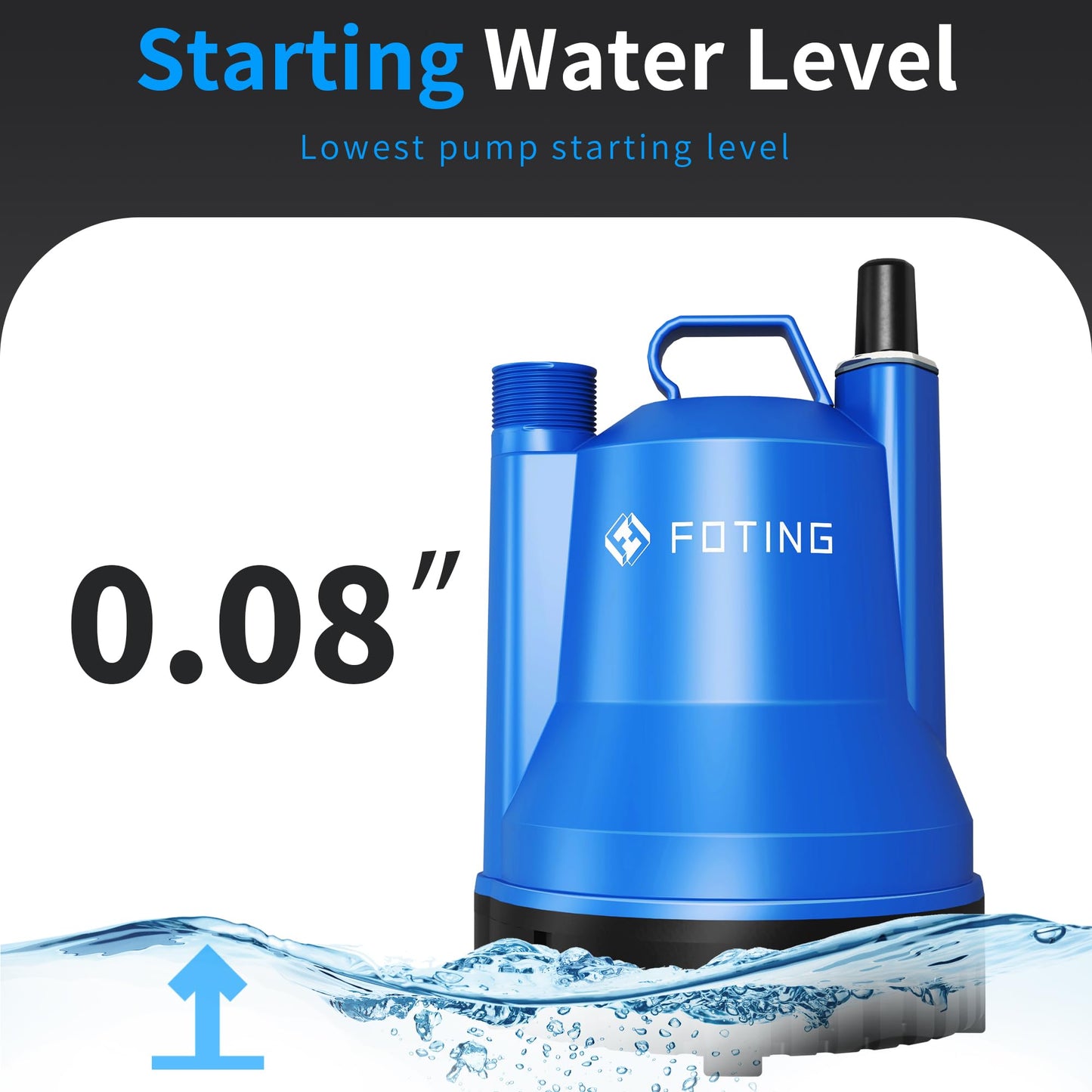 FOTING Submersible Water Pump - 1/4HP Utility Pump - 1676GPH Thermoplastic Electric Portable Transfer Water Pump - 25-Foot Cord for Pool, Tub, Garden, Pond Draining