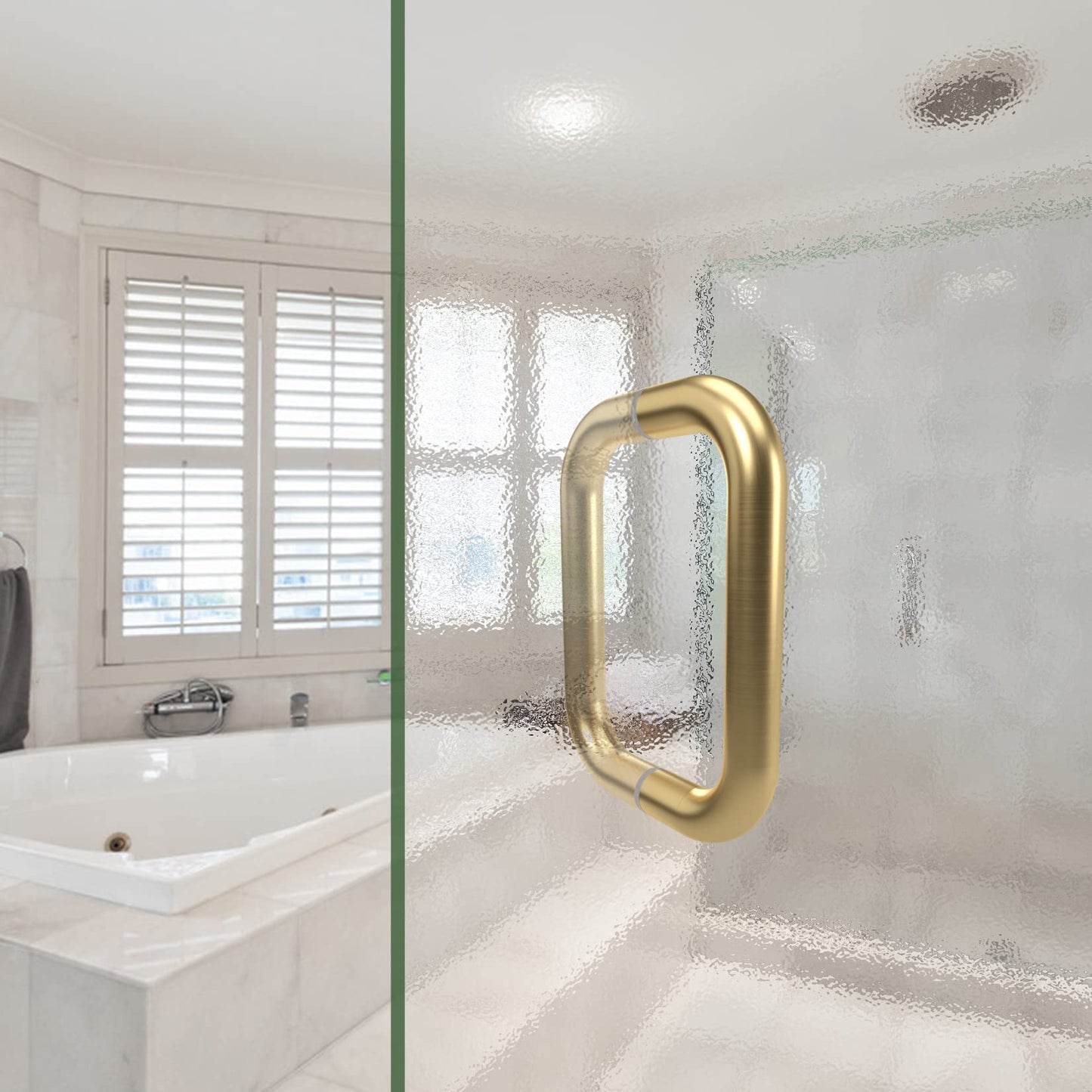 CKB 6" Shower Door Handle, Shower Glass Door Pull Back to Back Handle Compatible with 1/4" to 1/2" Thickness Glass for Frameless Shower Doors, Satin Gold with 304 Stainless Steel
