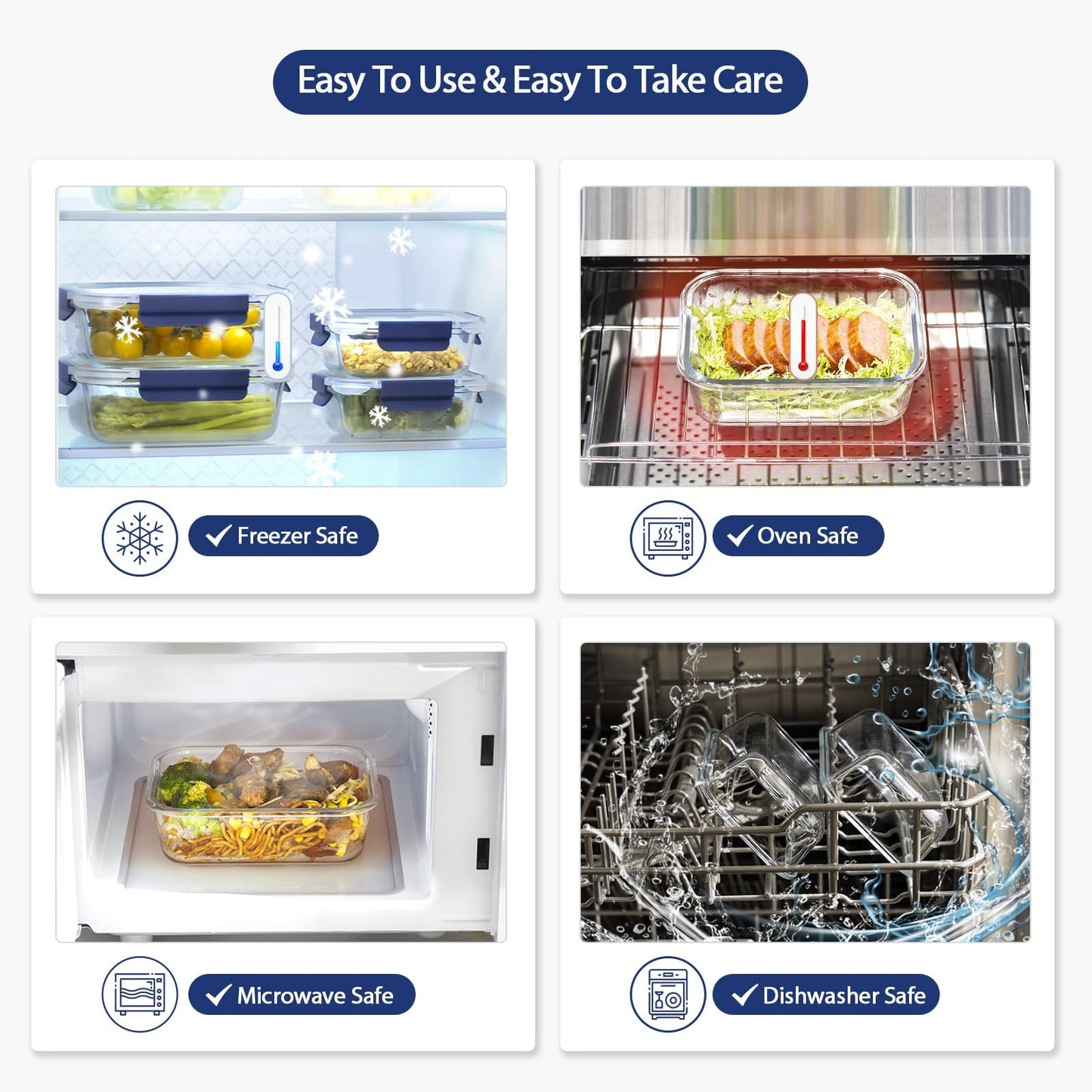 Coccot Glass Food Storage Containers with Lids Airtight, 10 Pack Meal Prep Containers, Bpa-free Lid Glass Lunch Box