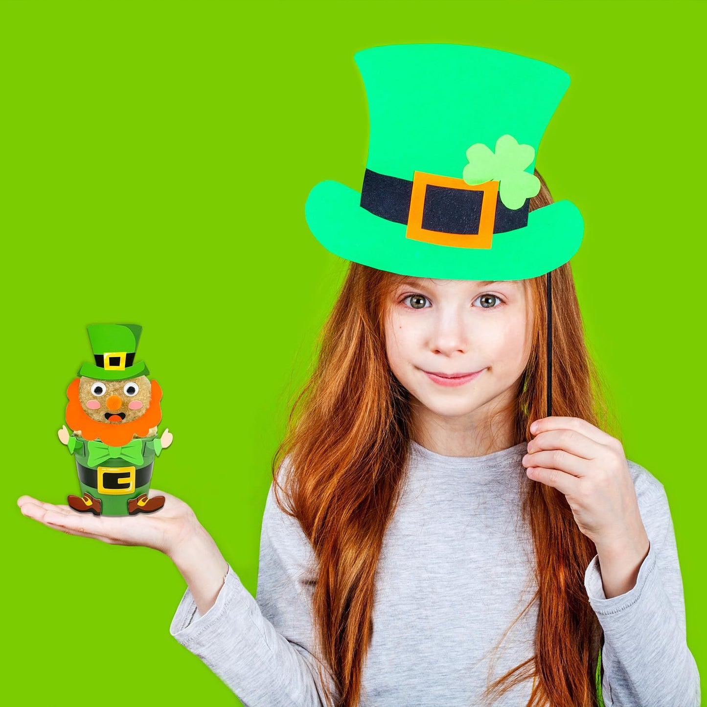 Cinrobiye 24 Set St. Patrick's Day Crafts Kits DIY Leprechaun Flower Pot Making Kit Decorative Lucky Irish Leprechaun Pots Art for Home School Classroom Activities Shamrock Party Favor Supplies Decor