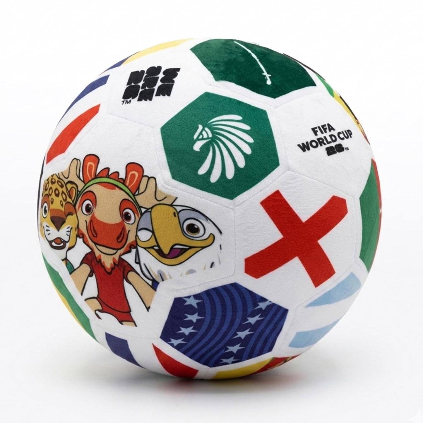 MESUCA FIFA World Cup 2026 Soccer Ball Plush for Kids - Official 11.8inch Soccer Plush Toy Pillow with Trophy Design - Soft Soccer Stuffed Animal for Room Decor, World Cup 2026 Merchandise