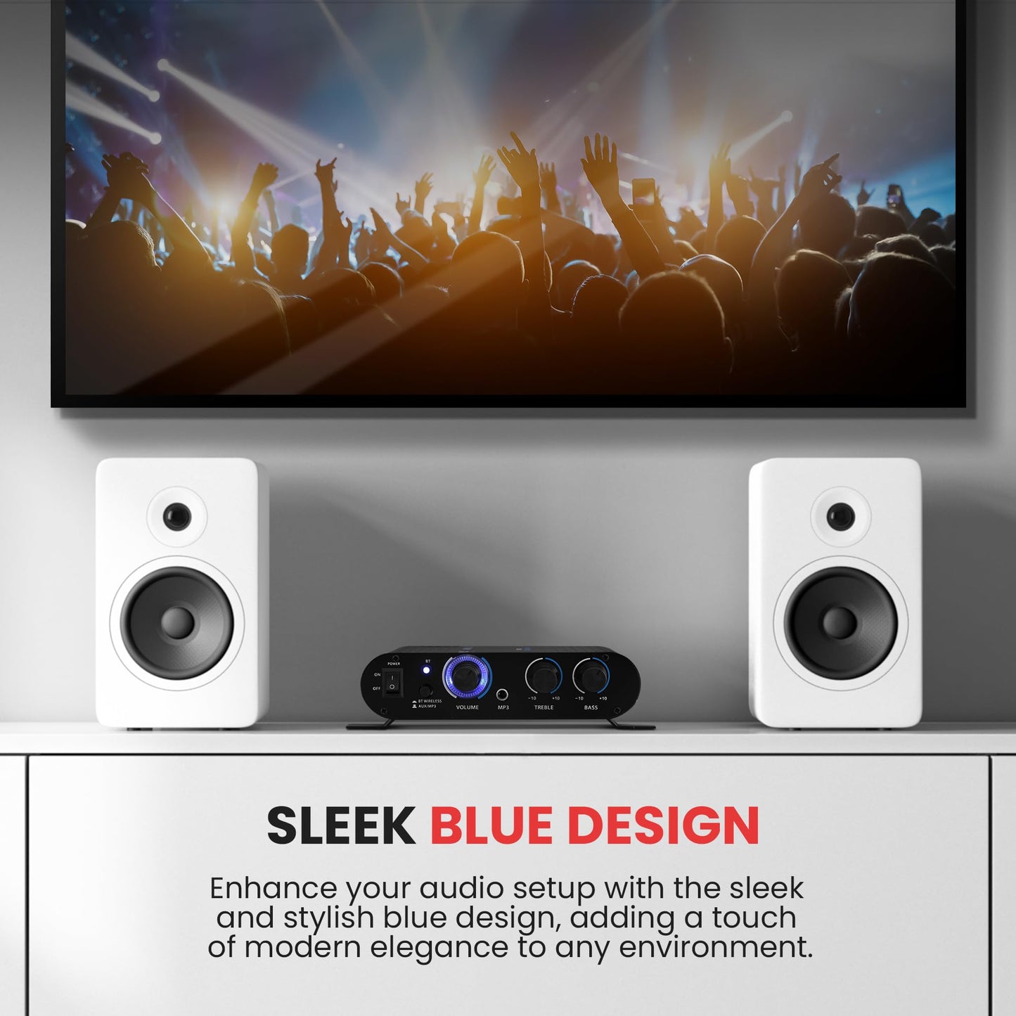 Pyle Home PFA330BT 90-watt Mini Blue Series Compact Bluetooth Amp (PYLPFA330BT)