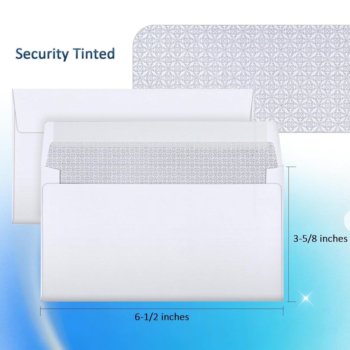 Outdoramic 1000 Pack #6-3/4 Security Envelopes Self Seal - 3-5/8 x 6-1/2 Inch White Business Envelopes Peel and Seal Closure, 28 LB Windowless Security Tinted Envelope Bulk