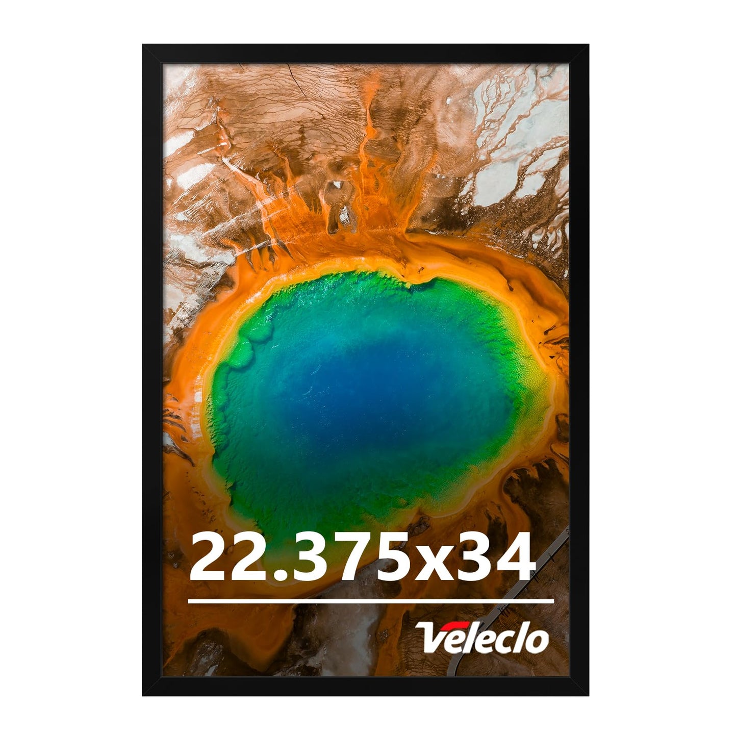 Veleclo 22.375x34 Picture Frame for Wall Display, 22.375x34 Black Picture Frame with Shatter Resistant Plexiglass, Stable and Sturdy 22.375 x 34 Poster Frame for Wall Display, Gift Collection, 1 Pack