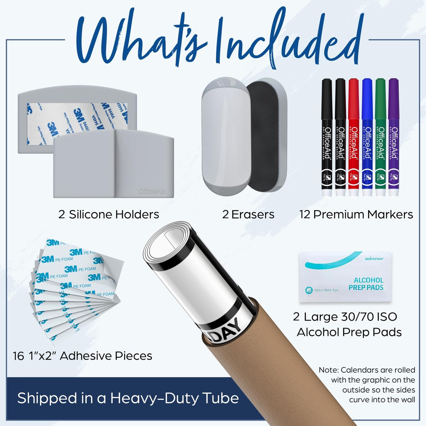 2 PK Small Dry Erase Calendar for Wall | Small Wall Calendar Dry Erase Monthly | 1M 17x26, 24x36, 36x48, 3M 40x17, & 12M 45x55 | Dry Erase Calendar Board for Wall | Whiteboard Calendar