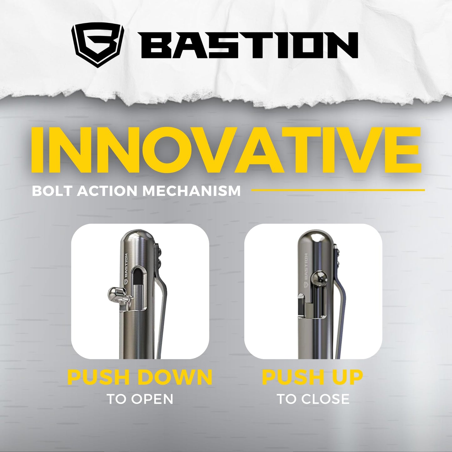 BASTION® Luxury Bolt Action Pen, Durable Professional Ballpoint Pen with Fine Tip, EDC Pen Ink Refillable Pen - 100% Stainless Steel