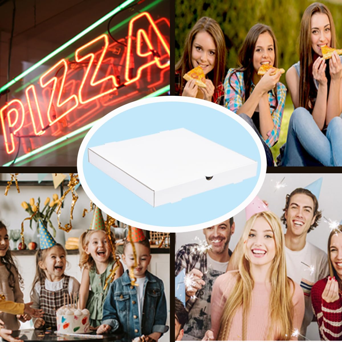 Huoshange White Corrugated Cardboard Pizza Boxes 14x14x2 Inch,10 Pack Large Pizza Box for Homemade Pizza,Food, Donut and Pies