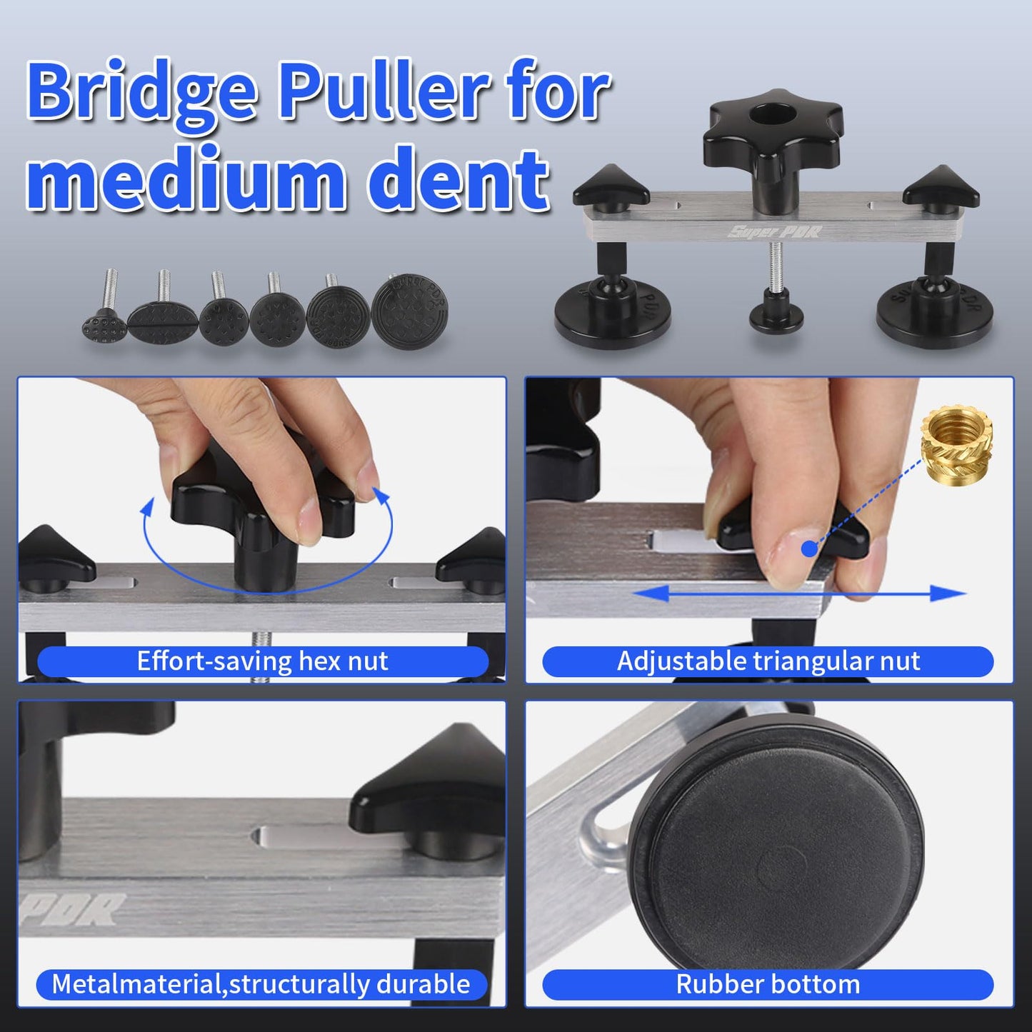 Super PDR Car Dent Repair Kit – Paintless Dent Puller Tool Set with 2 in 1 Slide Hammer, Glue Gun & New GlueTabs – No Paint Damage DIY Dent Remover for Door Dings, Hail, Hood & Fender Dents