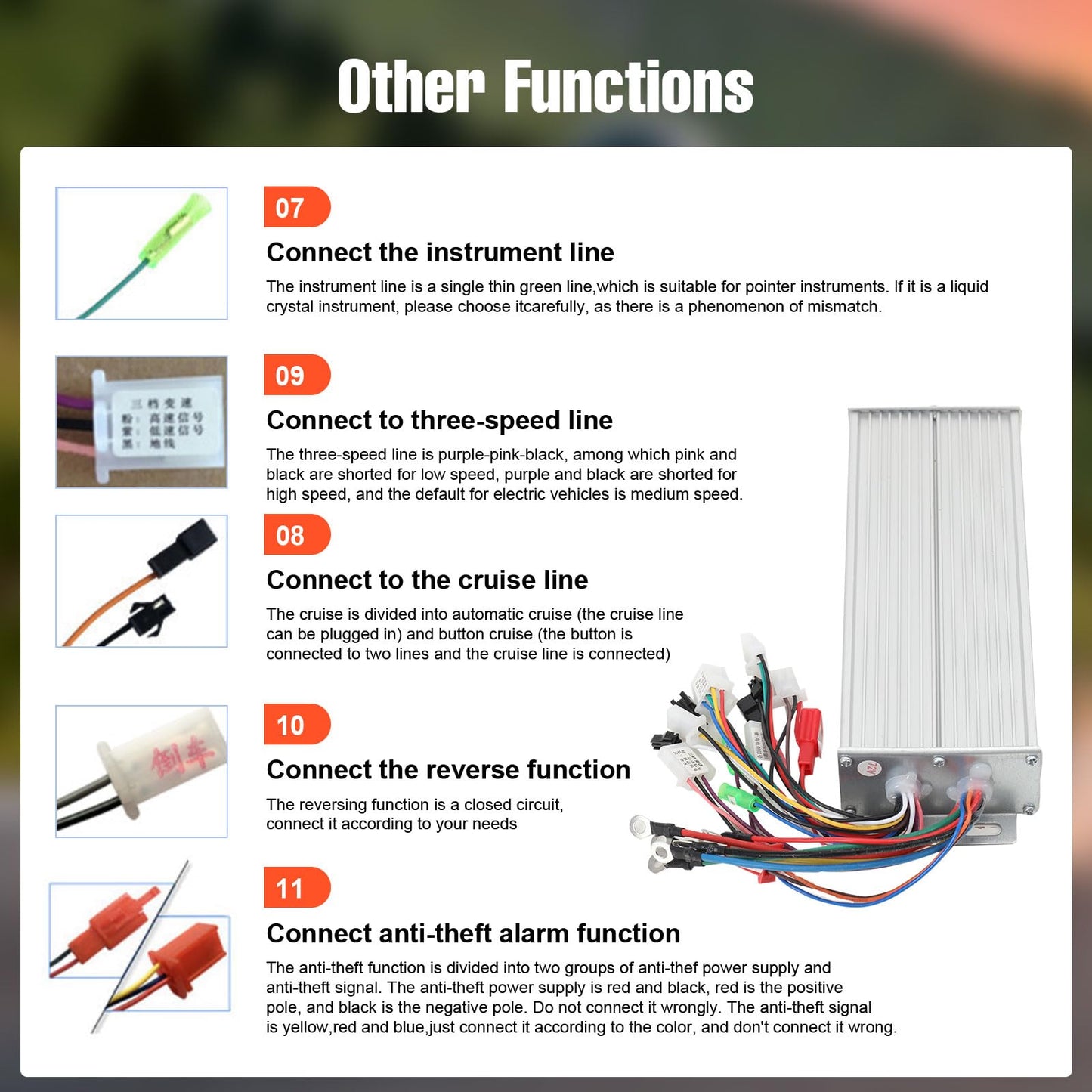 Cozyel 48V/72V 2000W Electric Bicycle Brushless Motor Speed Controller for E-Bike & Scooter