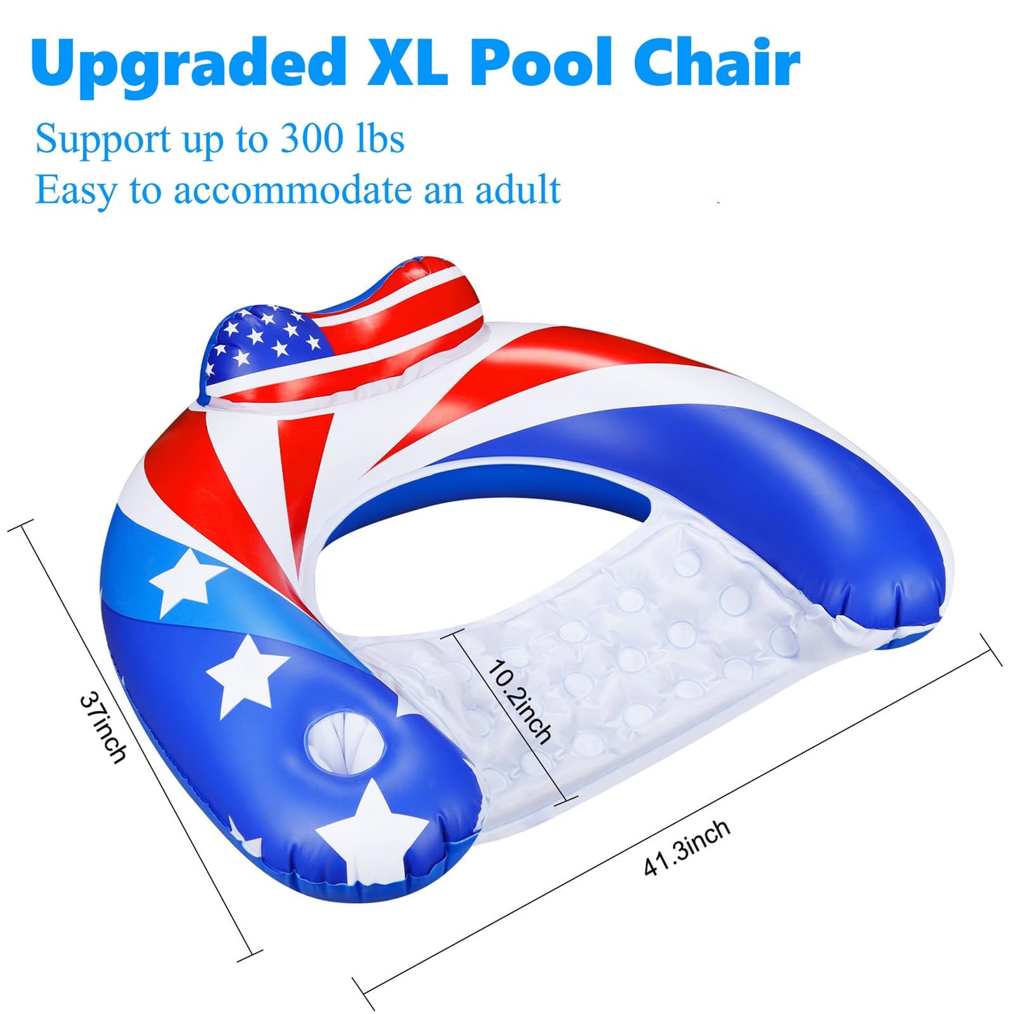 SEETOHOME 3 Pack Pool Floats Chair Adult with Drink Holder, Inflatable Floating Pool Chairs for Adults Swimming Pool Party Lake River Summer Water Fun