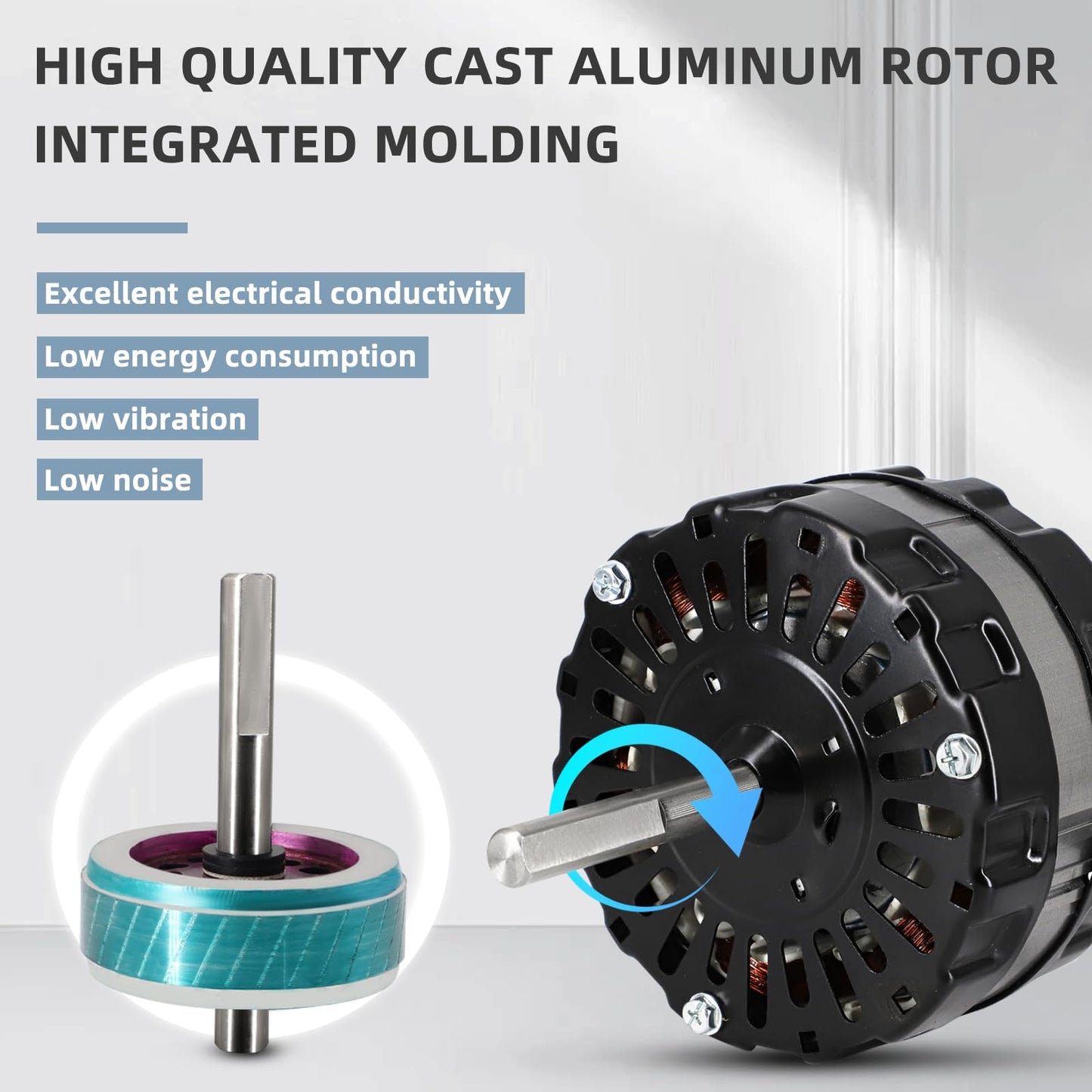 Criditpid F0510B2944, F0510B2497 Power Vent Attic Fan Motor Replacement for Lomanco Lomancool 2000 & 1800 Series. 3.4 Aamps, 120 Volts, 1/10HP, 1100RPM Motor.