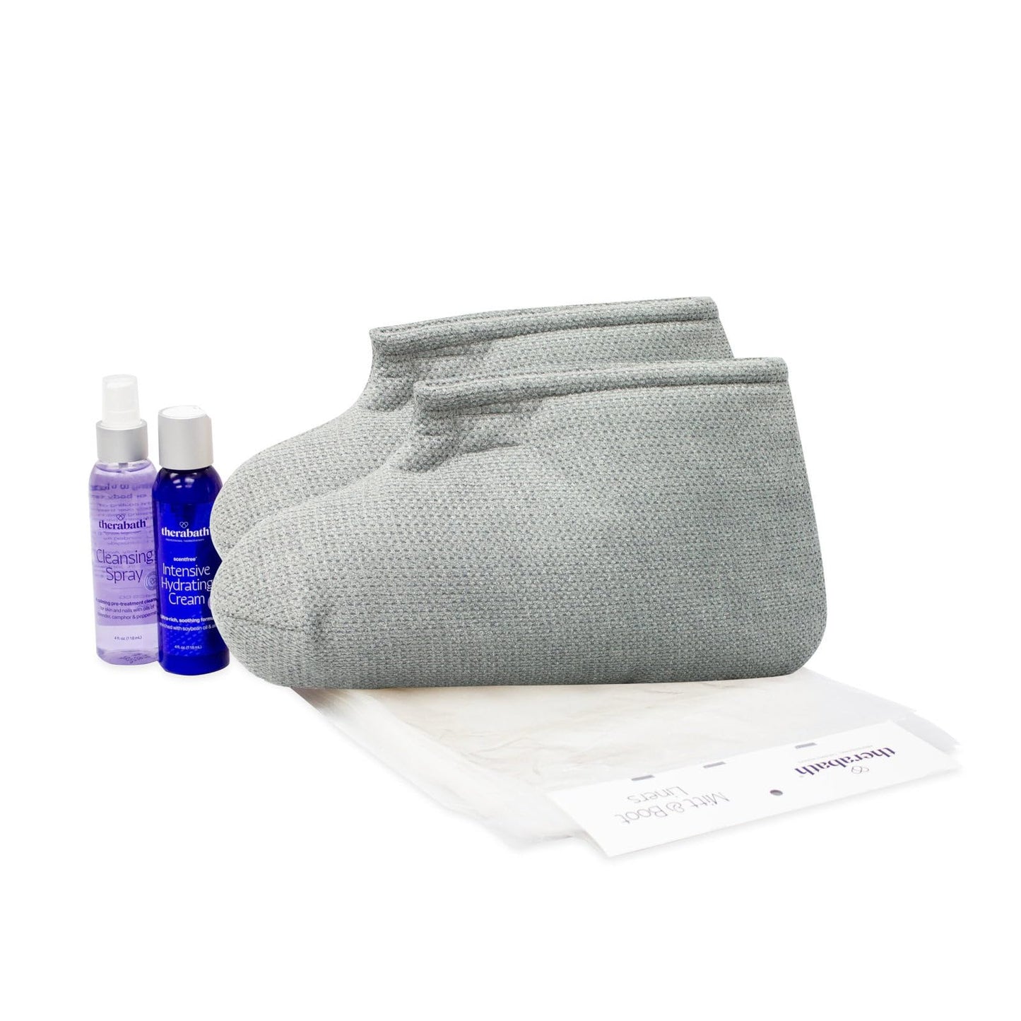 Therabath Foot ComforKit for Paraffin Wax Bath, Arthritis and Skin Therapy, Includes 2 Insulated Boots, 100 Liners, 4 oz. Pre-Treatment Spray, Intensive Hydrating Cream, for Home or Spa, Made in USA