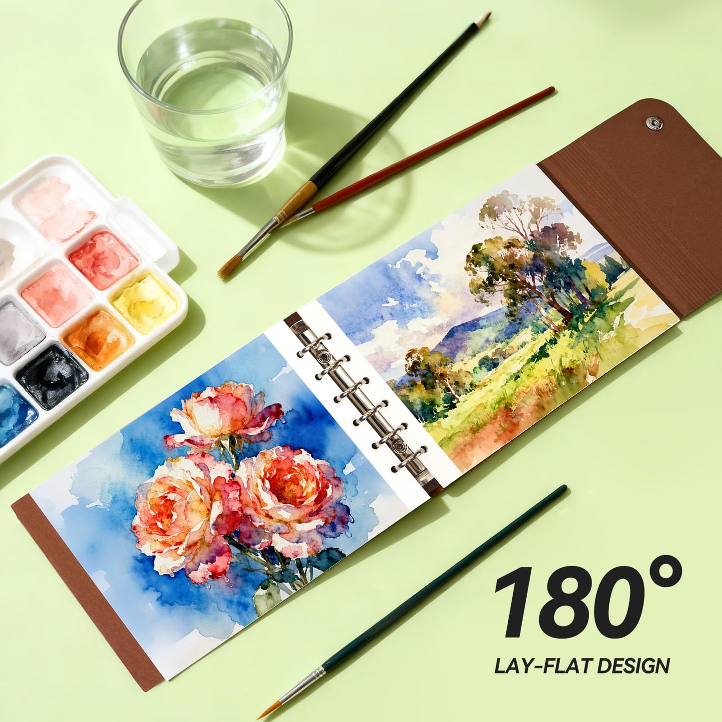 Lightwish Watercolor Sketchbook,300gsm/140lb 100% Cotton Hot Press Watercolor Journal, Acid Free Watercolor Paper for Artists,Adults,Students,20 Sheets,Paper 5.5 * 8.2 Inches