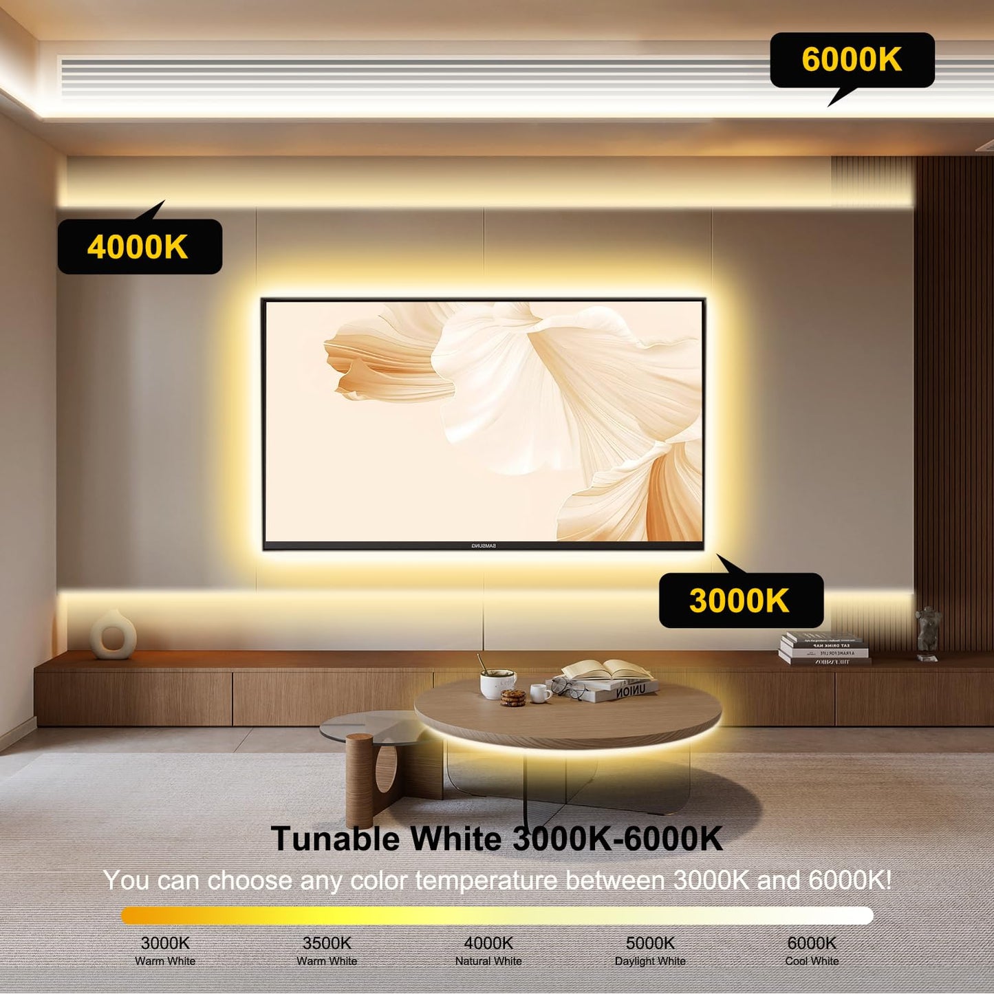 Pandery COB LED Strip Light,CCT Dimmable Strips Light,2700K-6500K,32.8ft/10m,8mm Wide,CRI90+ 24V LED Strips Kit with Bluetooth APP Control/Music Mode,for Bedroom,Kitchen,DIY Lighting