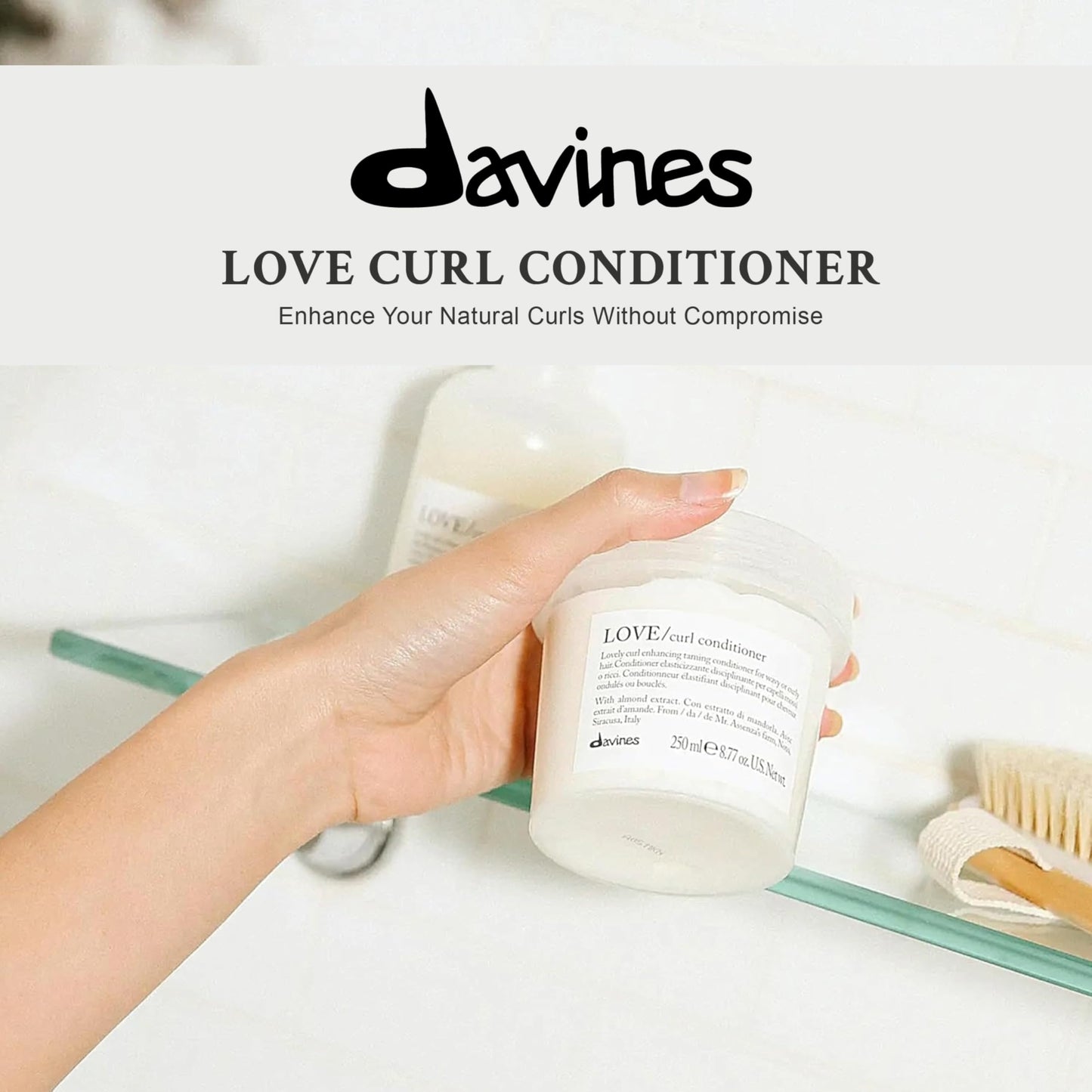 Davines LOVE Curl Conditioner | Curly Hair Conditioner for Hydrating + Elasticizing Curls | Great For Wavy and Curly Hair Types | 8.77 fl oz
