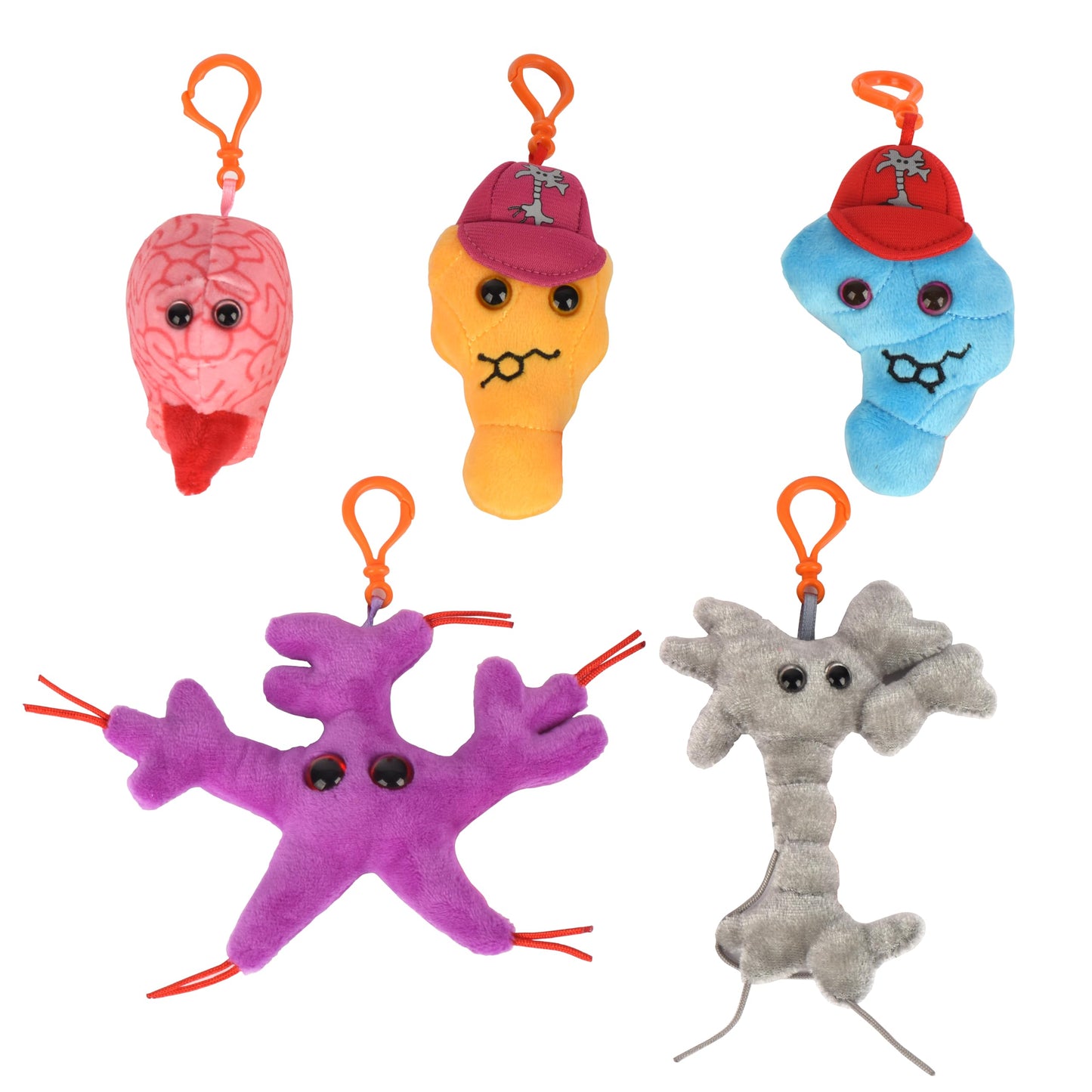 GIANTmicrobes Brain Science Themed Gift Box –Learn about Neuroscience with this 5-piece Box Set of Plush Key Chains, Educational Gift for Students, Doctors, Teachers, Neuroscientists and Psychologists