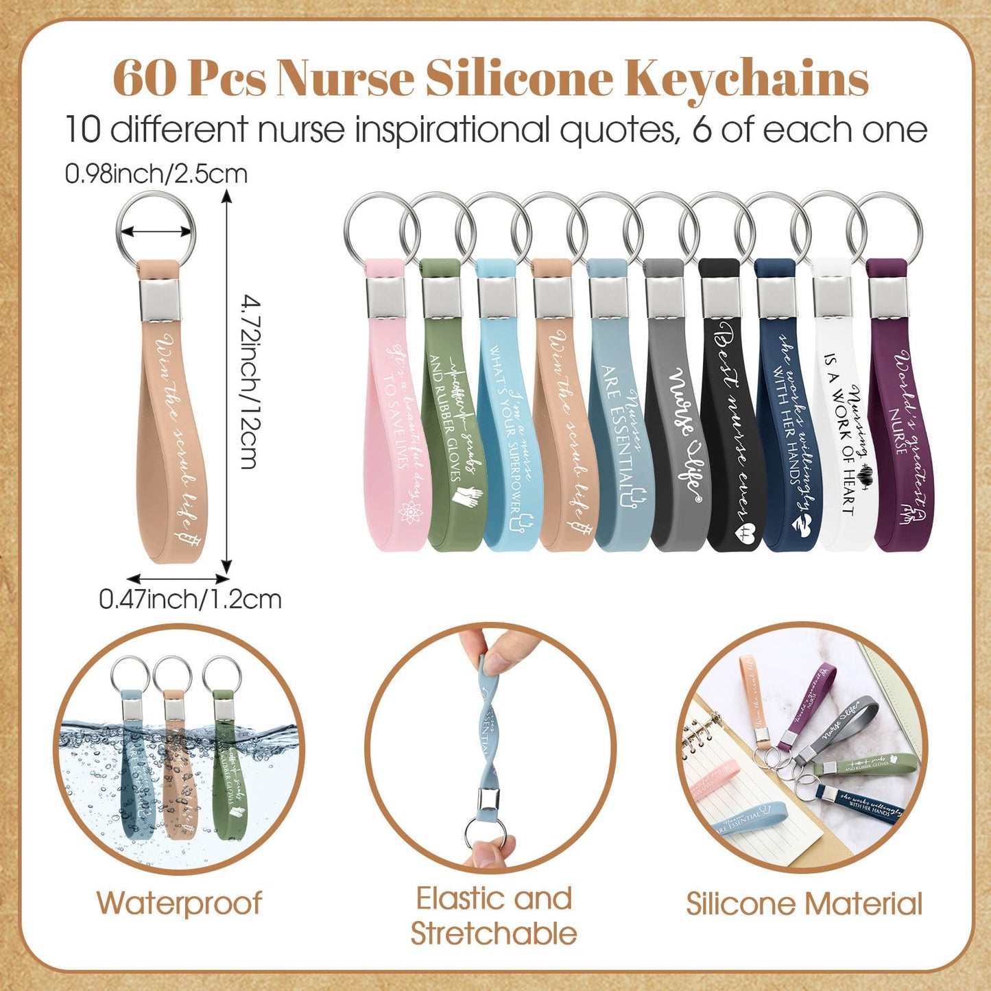 Jetec 60 Sets CNA Week Gifts Nurse Graduation Appreciation Gifts Bulk for Nursing Students Coworkers Employees Doctor Team Staff Office Include Bamboo Pen Card Keychain