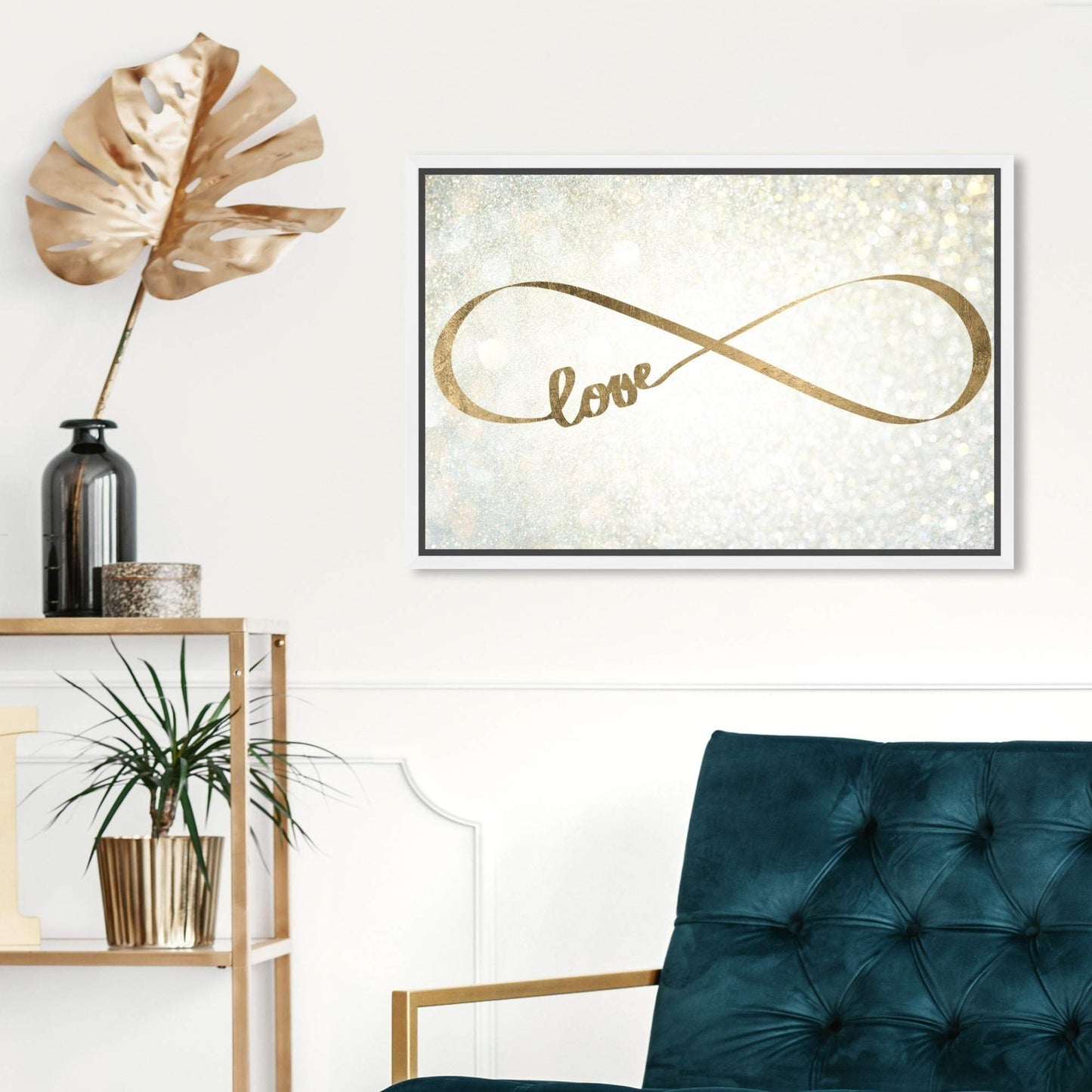 The Oliver Gal Artist Co. Typography Wall Art Canvas Prints 'Sparkle Love Quotes and Sayings Home Décor, 15 in x 10 in, White Frame