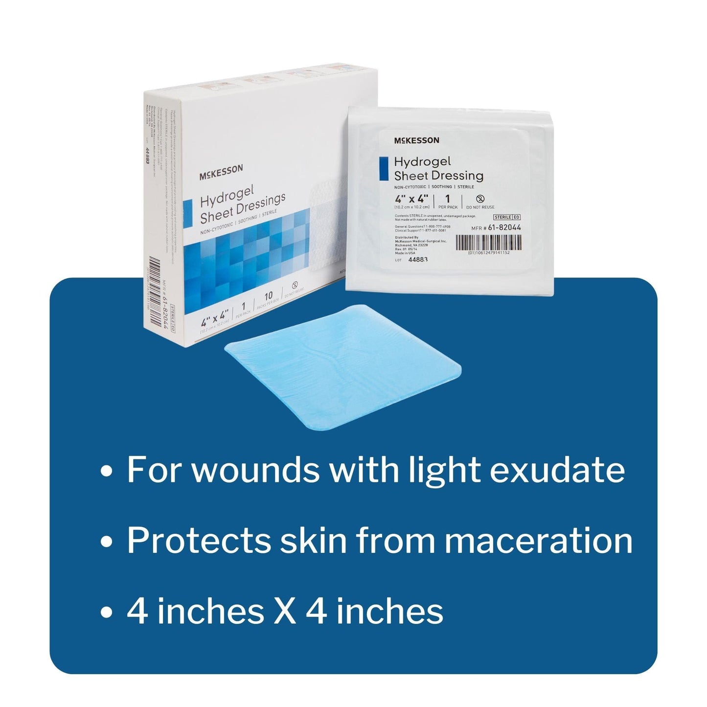 McKesson Hydrogel Sheet Dressing, Sterile, 4 in x 4 in, 10 count