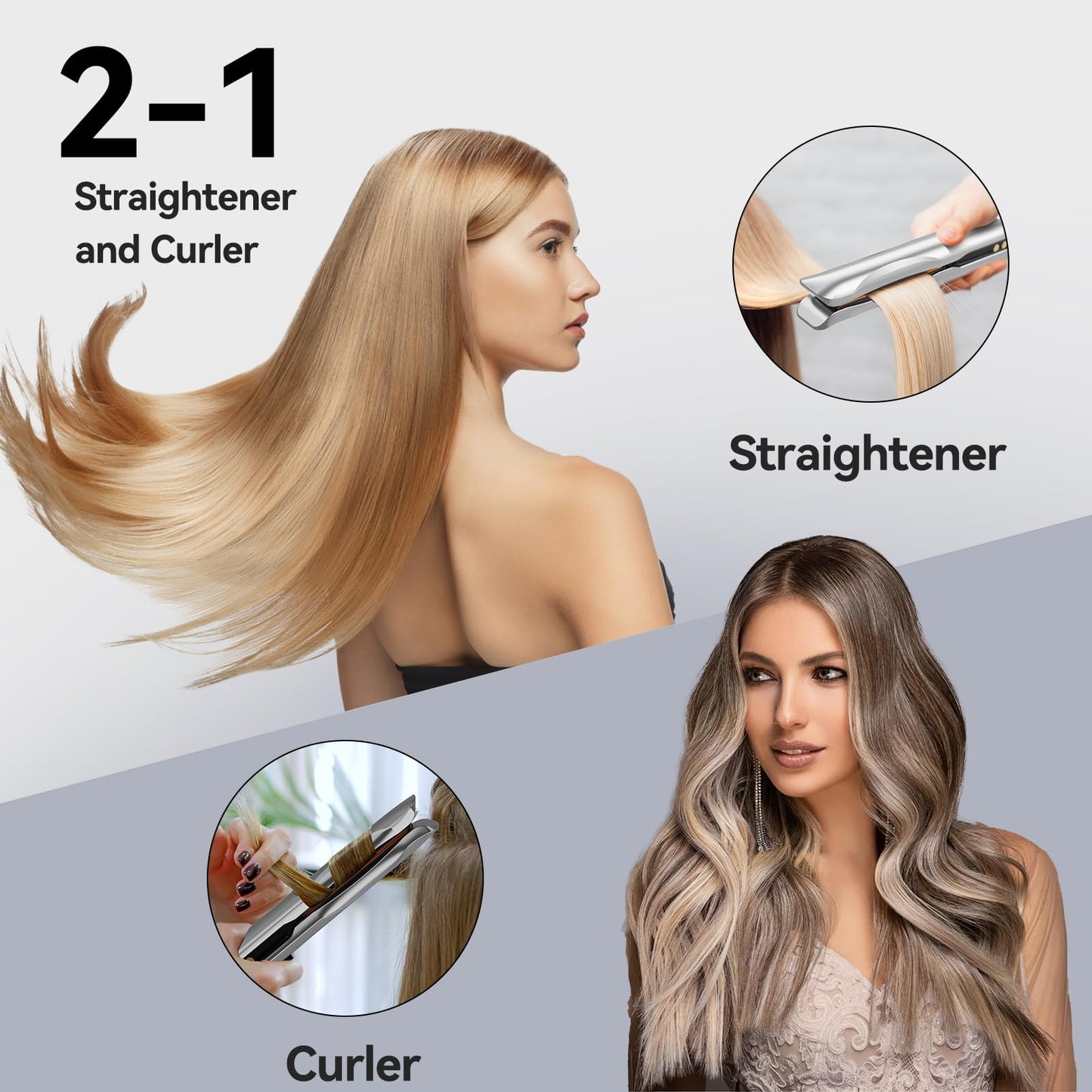 Professional Hair Straightener Flat Iron, Quico Global Use 120-240V Straightener, 12s Fast Heating, Unique Small Waist Hair Straighteners for Women Negative Ion, Ceramic Plate, Auto Off, Glove & Clip