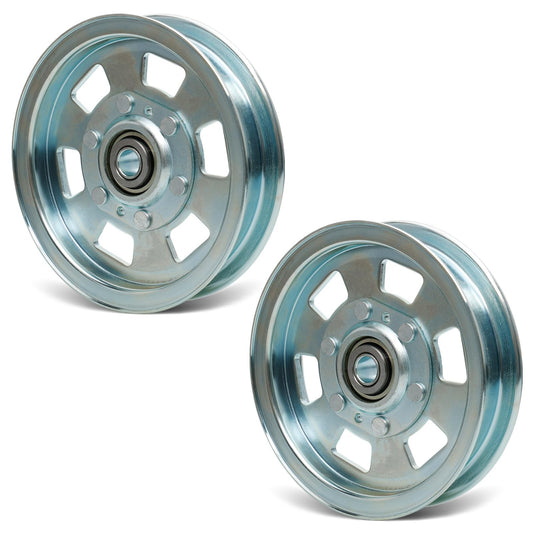 Flat Idler Pulley Replaces 033-8000-00, 033-2000-00, 033-7201-00, 033-7201-25, Lawn Mower Idler Pulley Compatible with Bad boy 48"50"54"60" ZT Series, 48"54" MZ Series, 54"61"72" Outlaw Series, 2 Pack