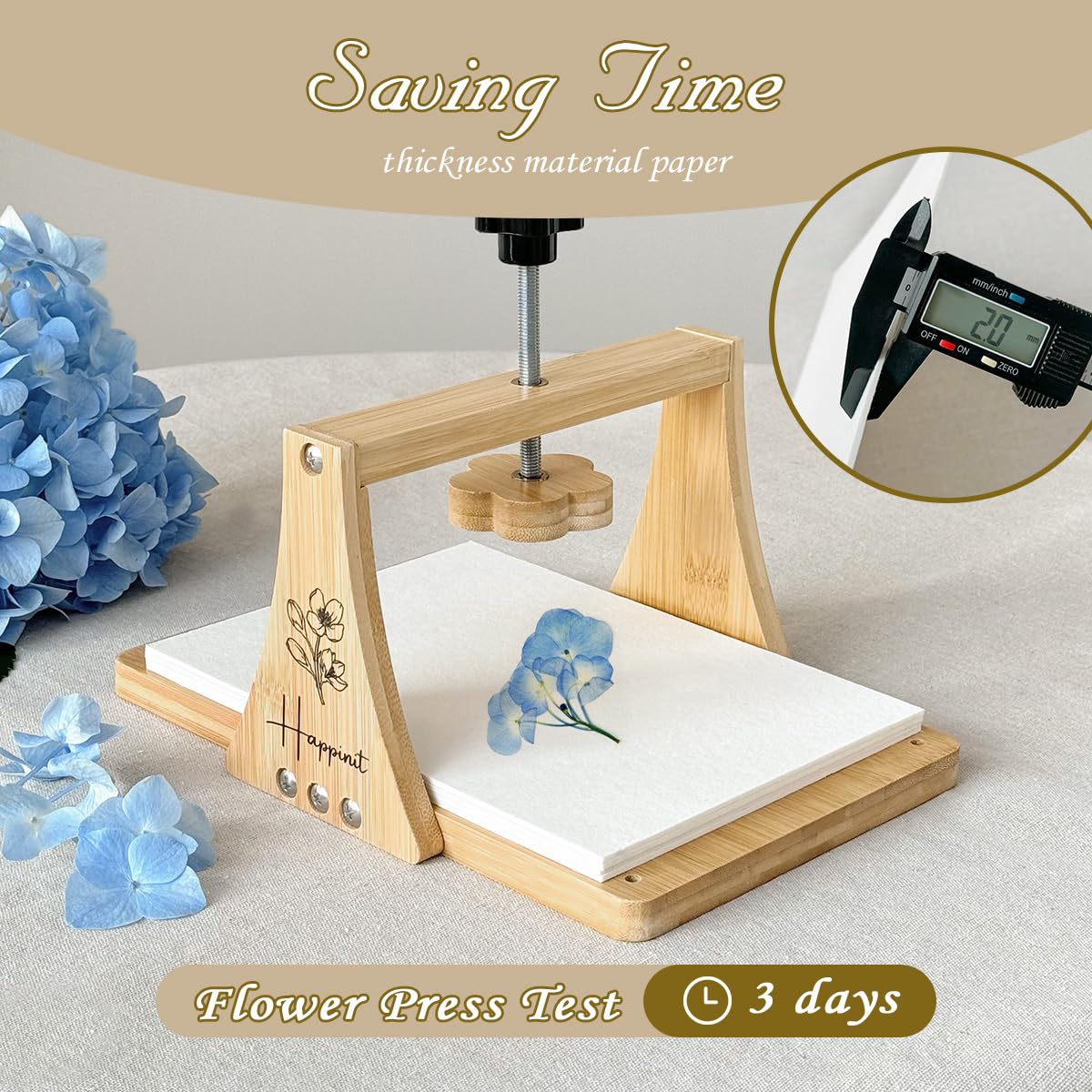 Happinit Large Flower Press Kit, 6 Layers 11" x7" Even Pressure Flower Pressed DIY Arts, Flower Pressing Kit for Adults, Dried Flower Plant Preservation Kit for Craft Lovers
