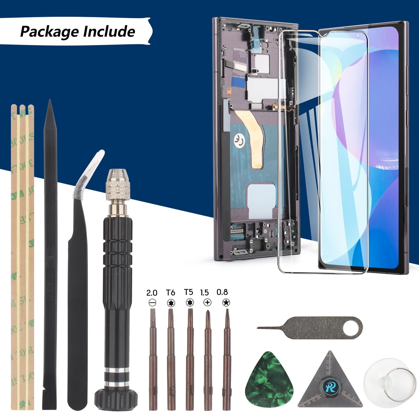 OLED Screen for Samsung Galaxy S22 Ultra 5G Screen Replacement for Samsung S22 Ultra 5G SM-S908U/S908U1 LCD Display Touch Screen Digitizer Assembly with Tools（Black, Support Fingerprint）