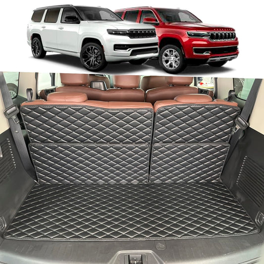 7DEEKEI Cargo Liners Compatible with 2022-2025 Jeep Wagoneer/Jeep Grand Wagoneer (Not fit L) Trunk Mat and Rear Backrest Cargo Mat