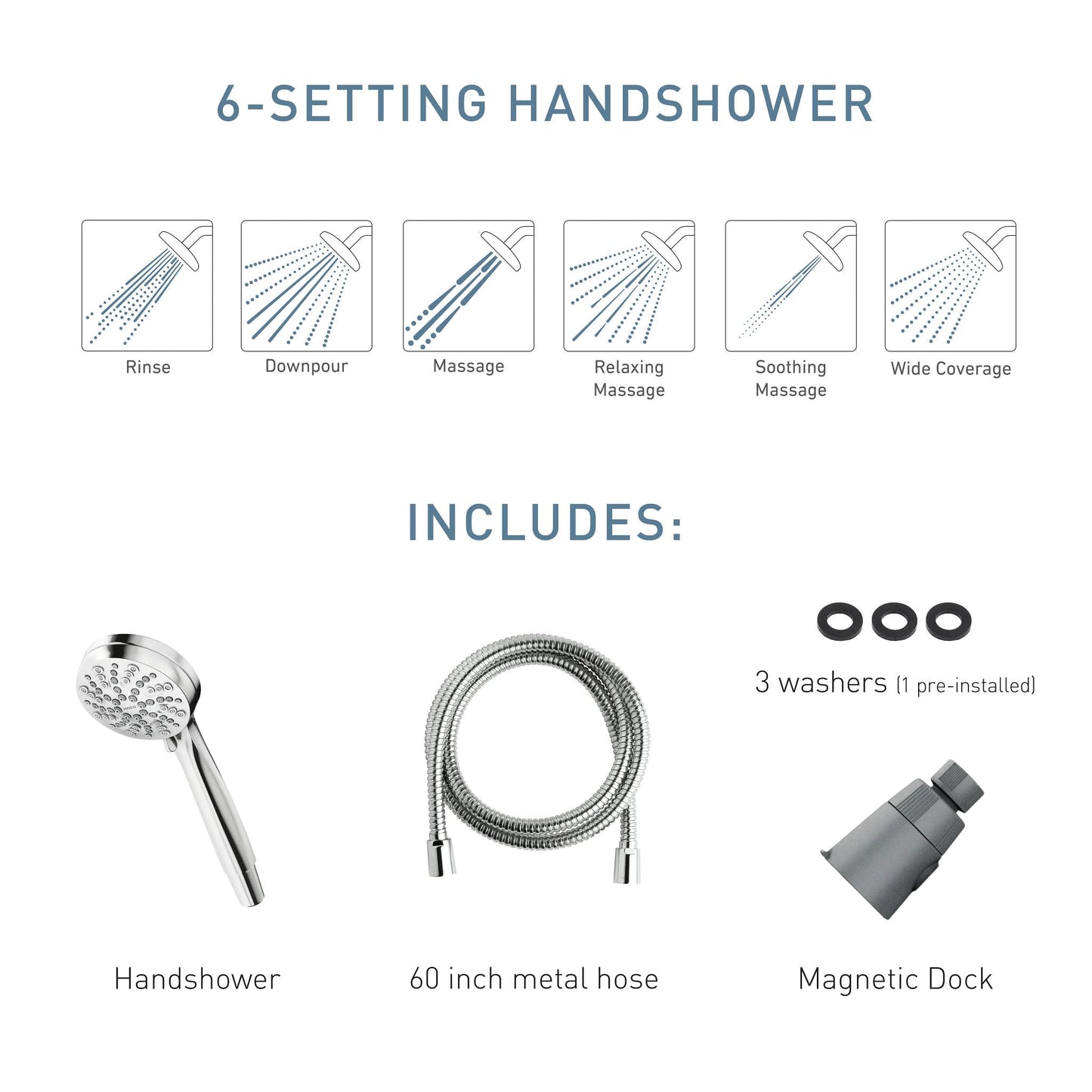 Moen Engage Magnetix Spot Resist Brushed Nickel 3.5-Inch Six-Function Detachable Handheld Showerhead with Magnetic Docking System, 26100SRN