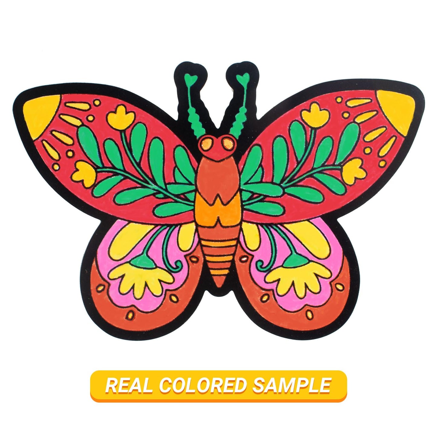 Bosctanuc 48 PCS Butterflies Velvet Coloring Cardstock - No-Mess Fuzzy Art Coloring Kit for Kids & Adults,Stress-Relief Craft Set for Classroom, Mother's Day Handmade Gifts & Spring Party Supplies