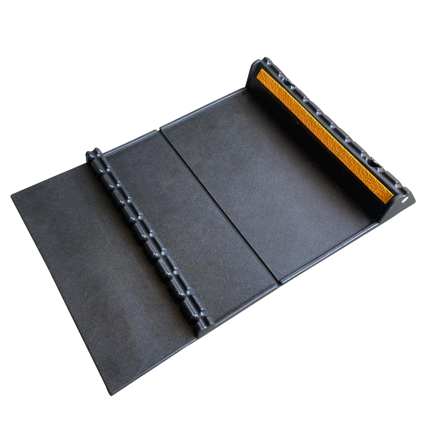 F COME Car Parking Guide Mat, Durable Self Adhesive Anti-Skid Rubber Parking Mat, Wheel Stopper, 2 Pack FoldingTire Guides for Cars, Trucks, 23.6''x15.7''x2.8'' Black with Reflective Strips