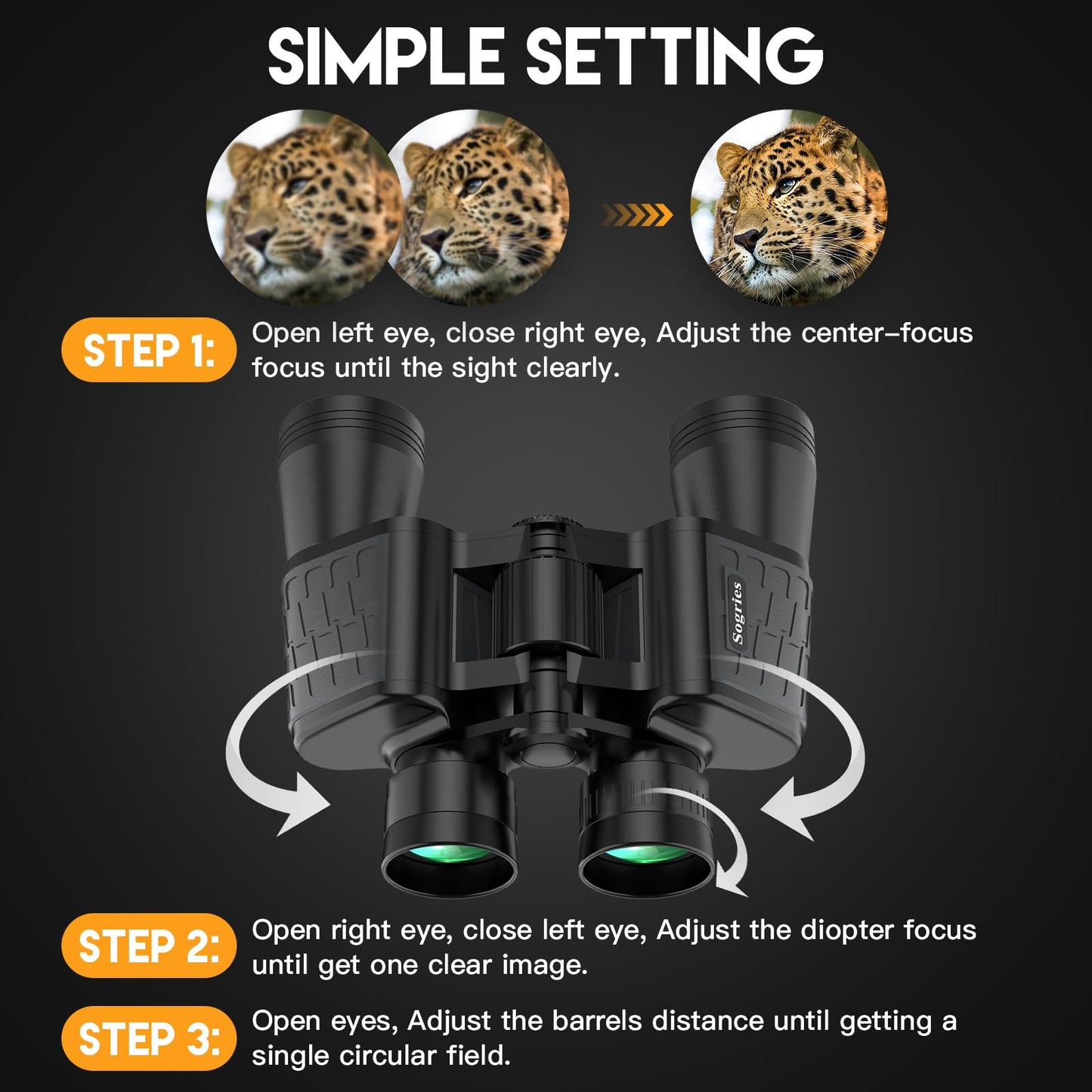 10x50 HD Binoculars for Adults High Powered, Waterproof & Compact Binoculars for Bird Watching, Hunting, Travel–Low Light Vision, Non-Slip Grip, Durable Optics
