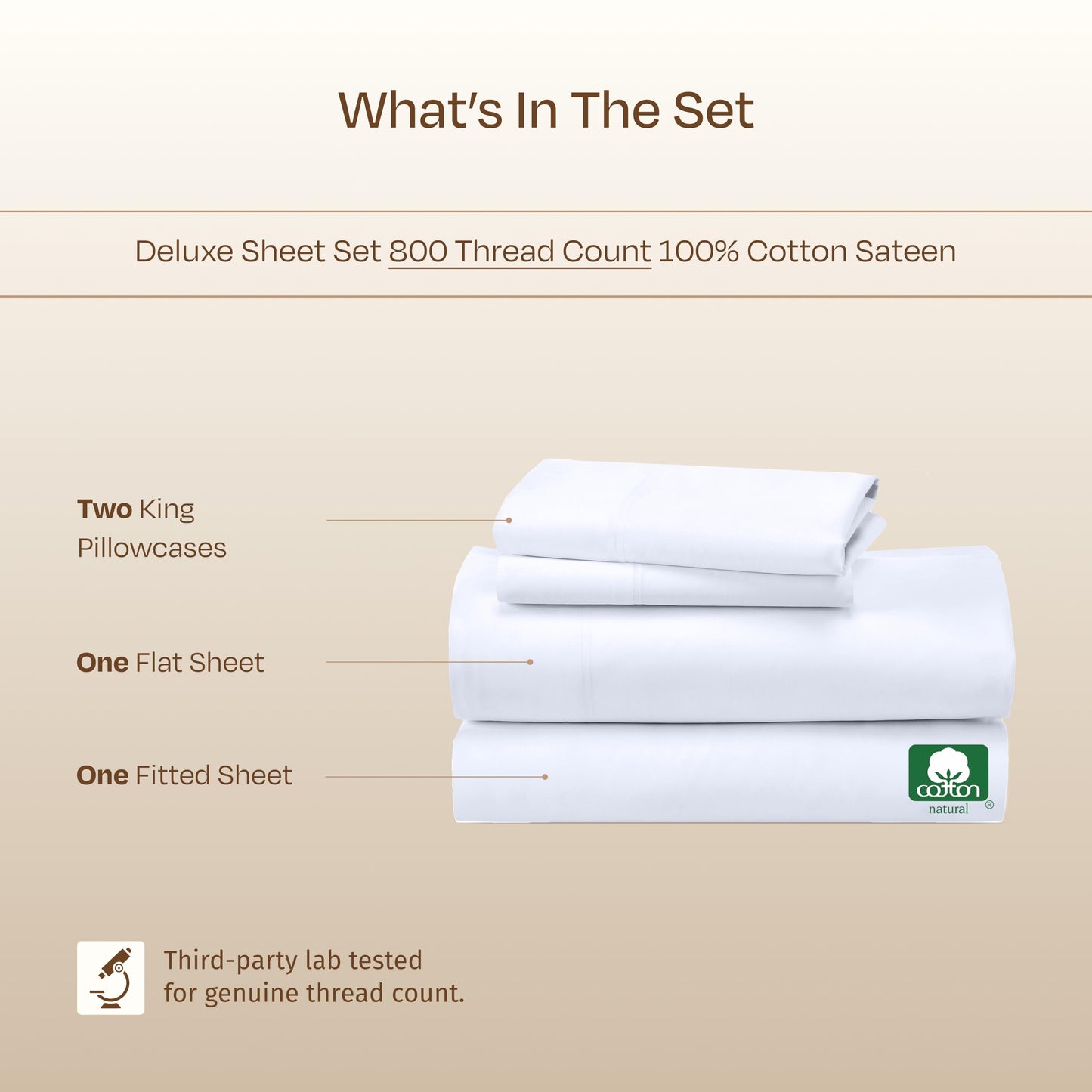 California Design Den Luxury 800 Thread Count King Size Sheets Set - 100% Cotton Sheets, Soft Sateen, Deep Pockets with Anti Skid Elastic for a Snug Fit, Cool & Durable Bedding Set - White