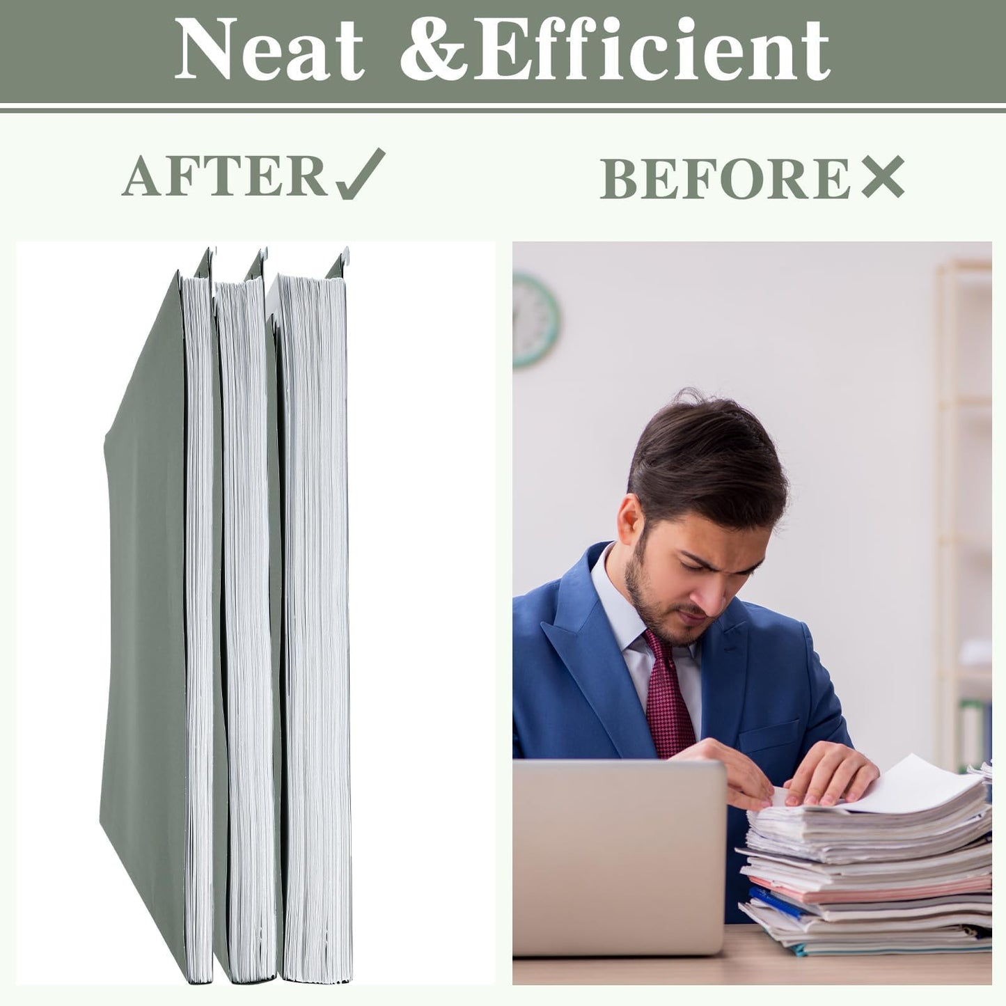 25 Pack Reinforced 12×18 Hanging File Folders 1/5 Cut Heavy Duty Hanging File Folders with Plastic Tabs & Label Cards Expanding Hangers File Organizer for 11×17 Paper Engineering Document (Green)